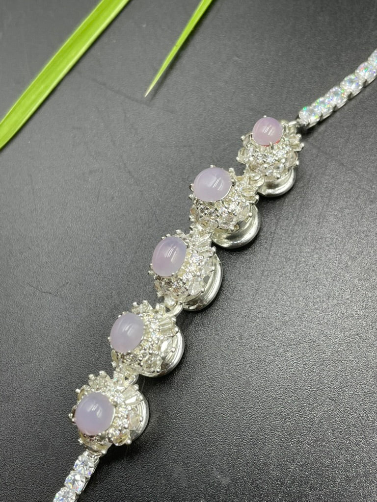 緬甸天然翡翠冰紫蛋面手鏈