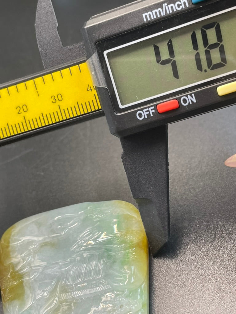 緬甸天然翡翠山水意境吊墜