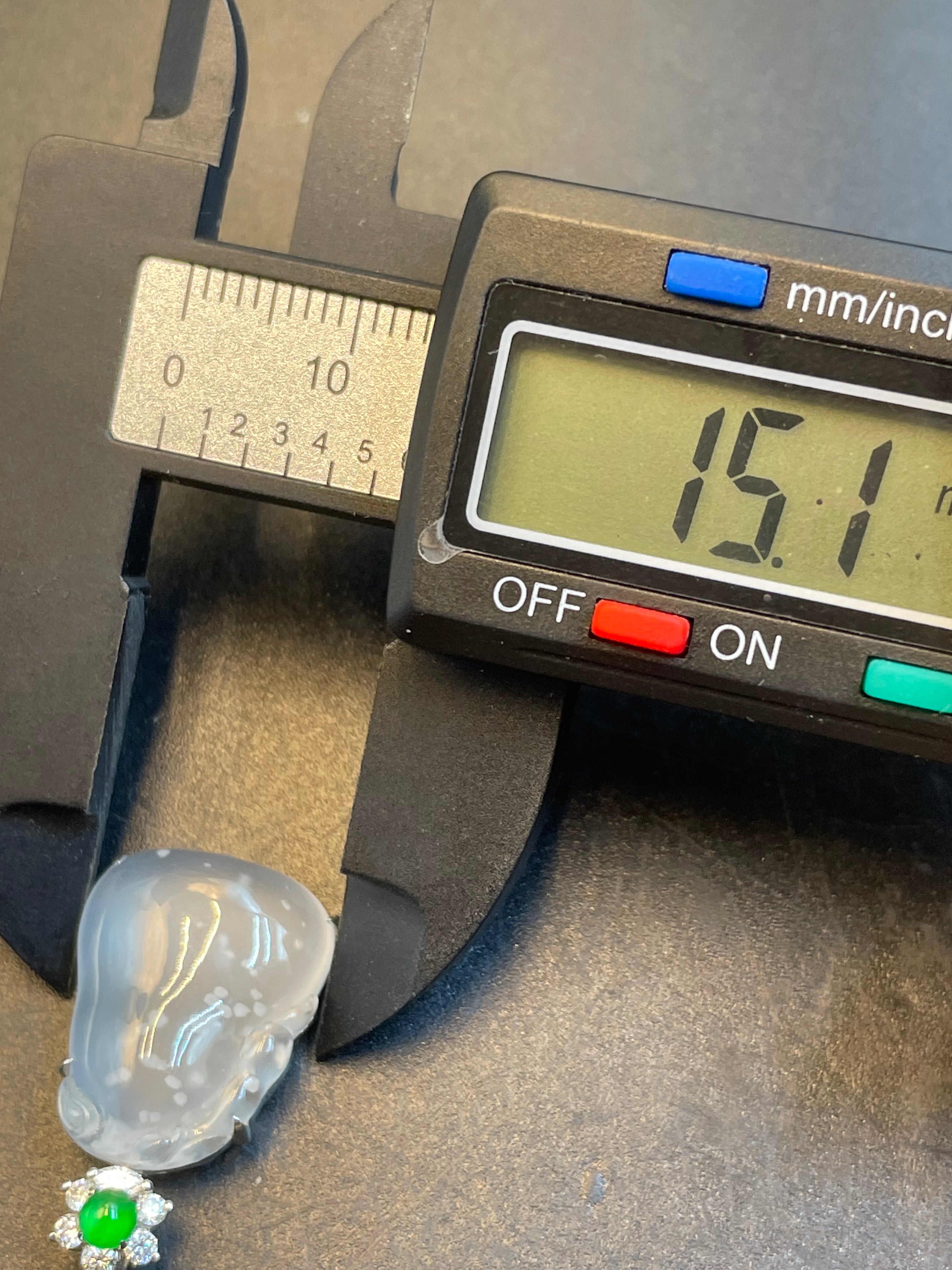 緬甸天然翡翠雪花棉福瓜吊墜