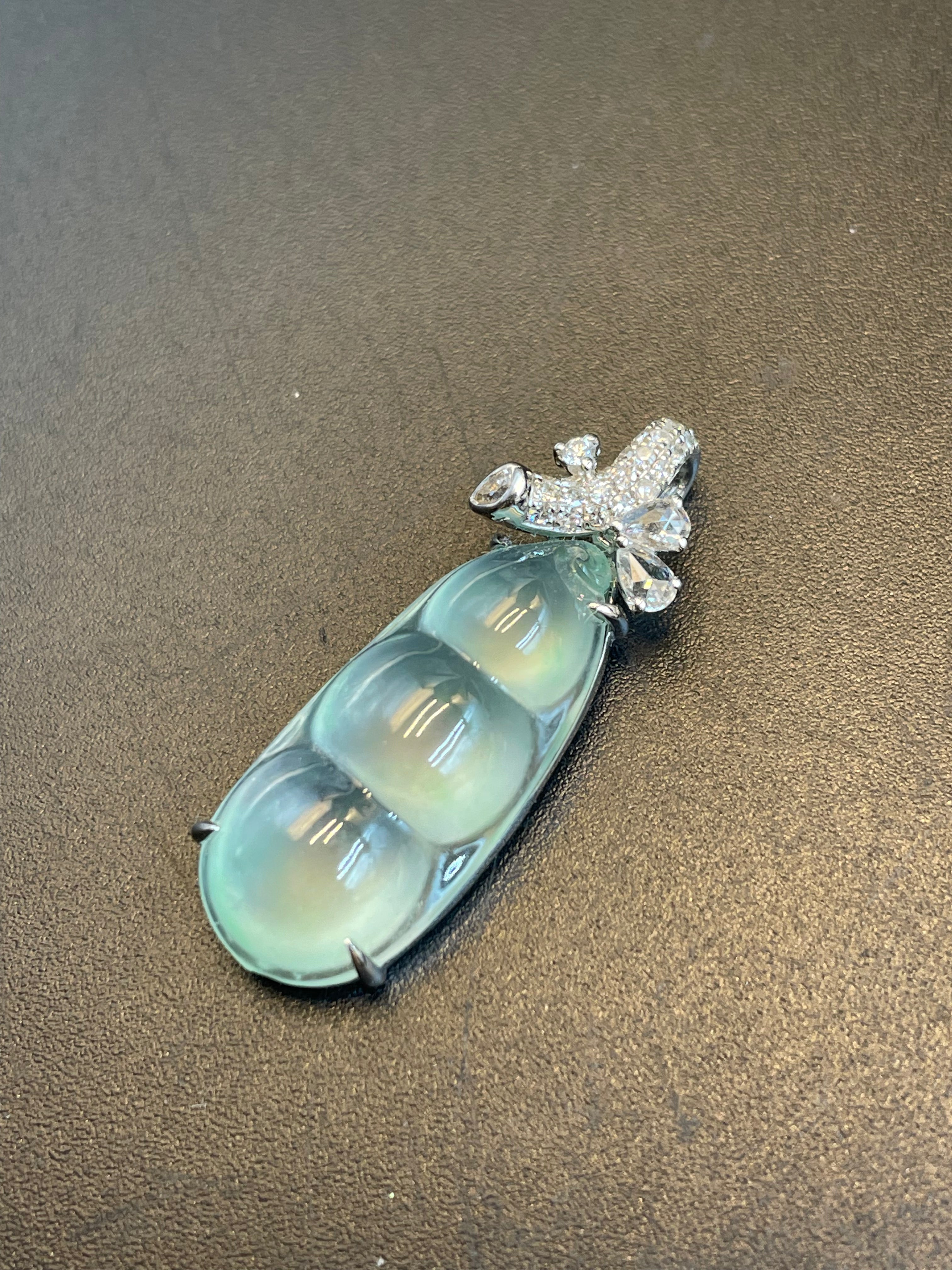 緬甸天然翡翠冰種福豆/三元及第吊墜