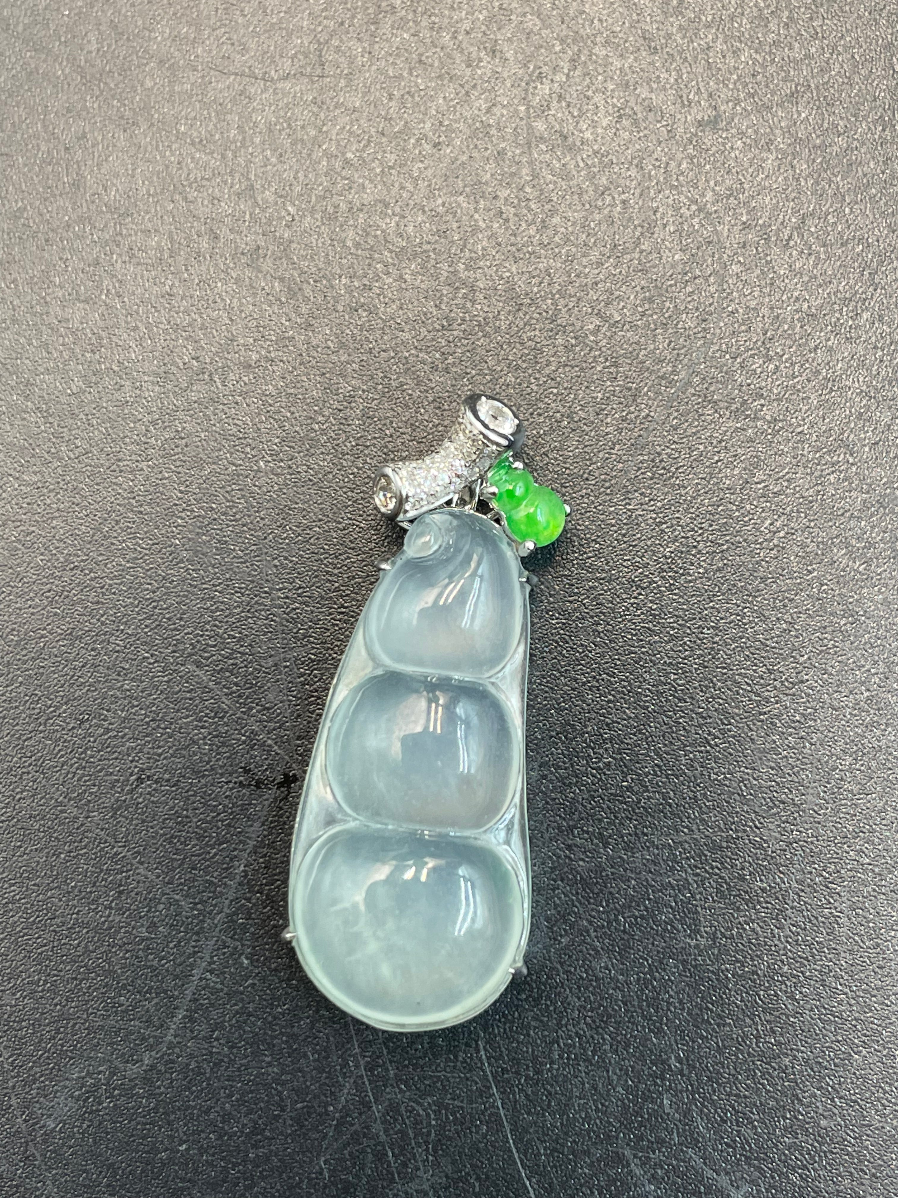 緬甸天然翡翠福豆/三元及第吊墜
