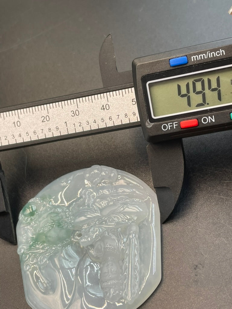 緬甸天然翡翠文殊菩薩吊墜