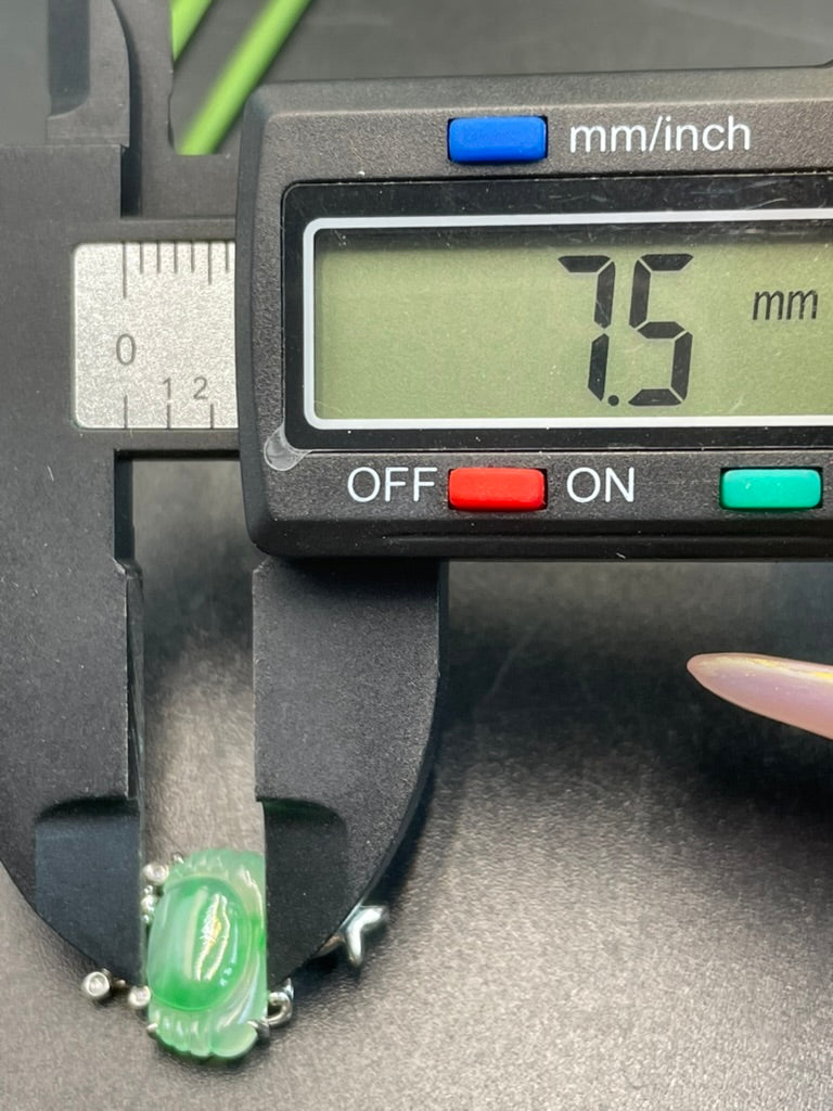 天然緬甸翡翠冰飄綠花螃蟹吊墜