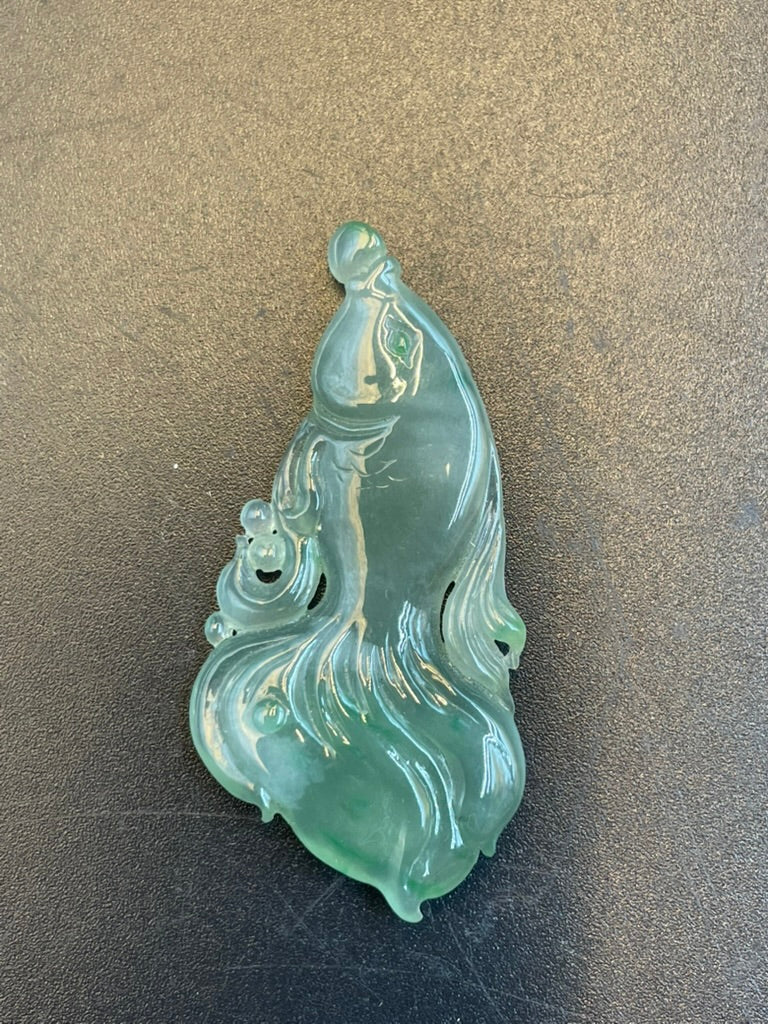 天然緬甸翡翠游魚吊墜