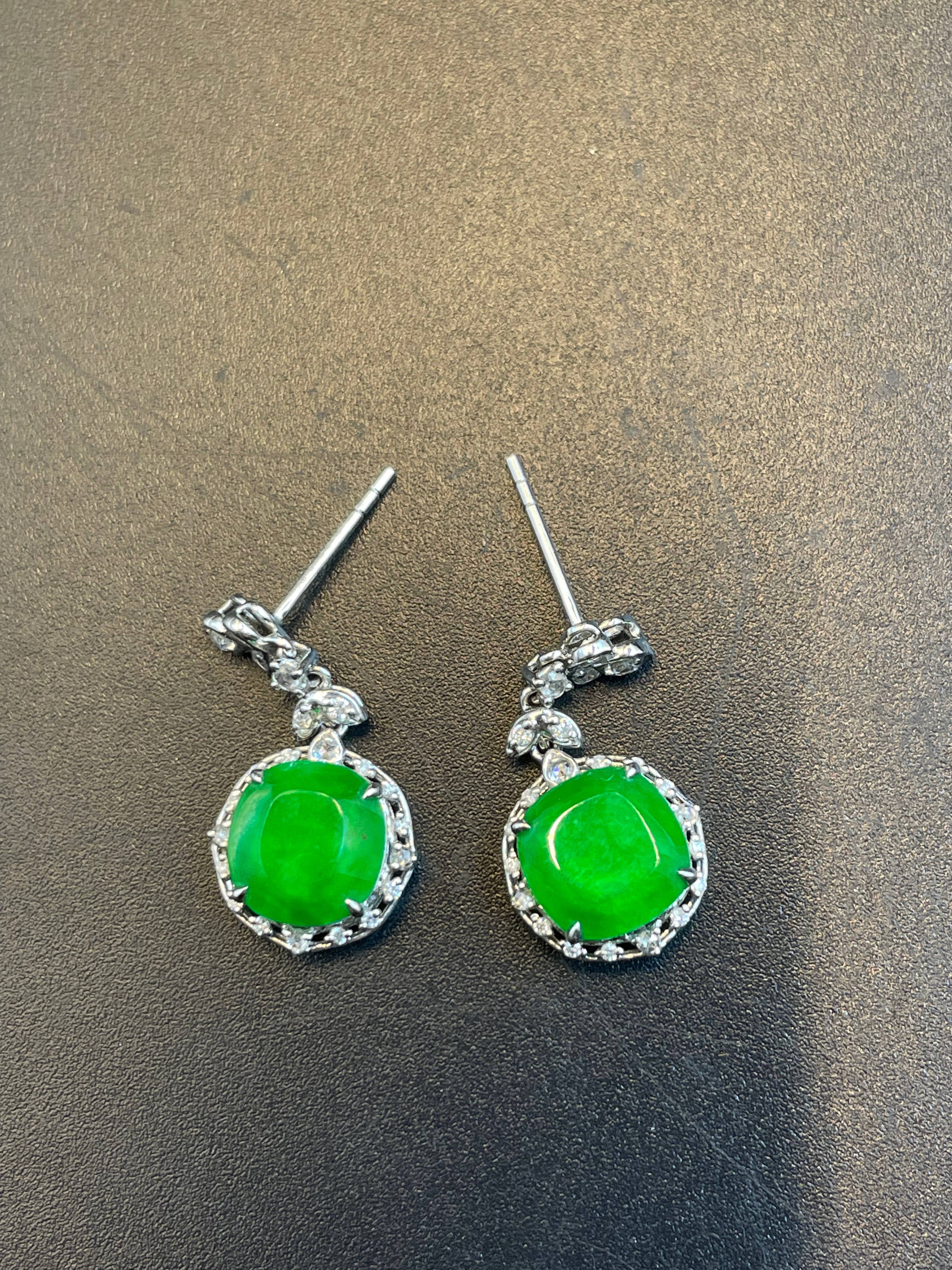 天然翡翠陽綠耳環