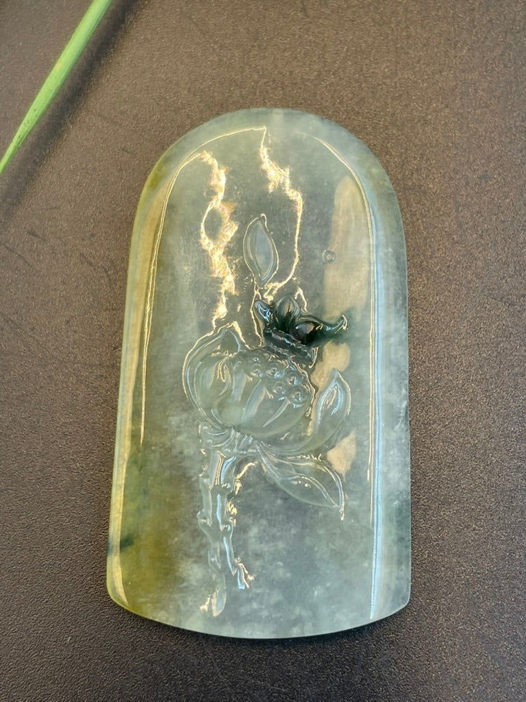 緬甸天然翡翠蝶戀花吊墜