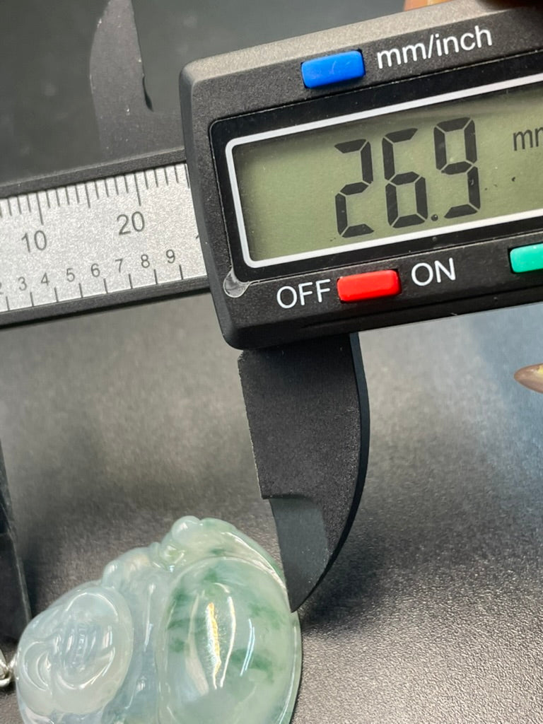 緬甸天然翡翠綠飄花彌勒吊墜