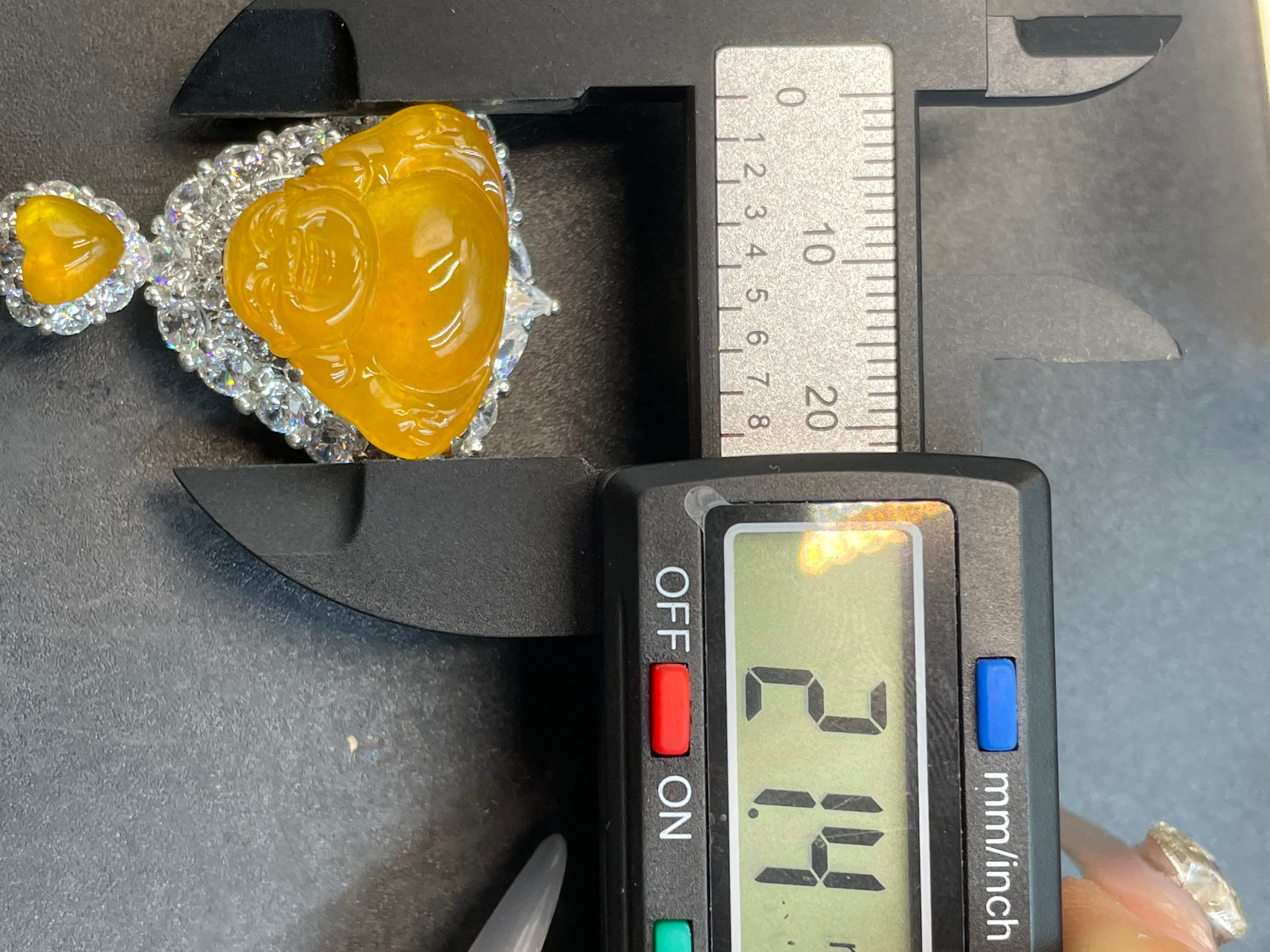 緬甸天然翡翠黃翡彌勒佛公吊墜