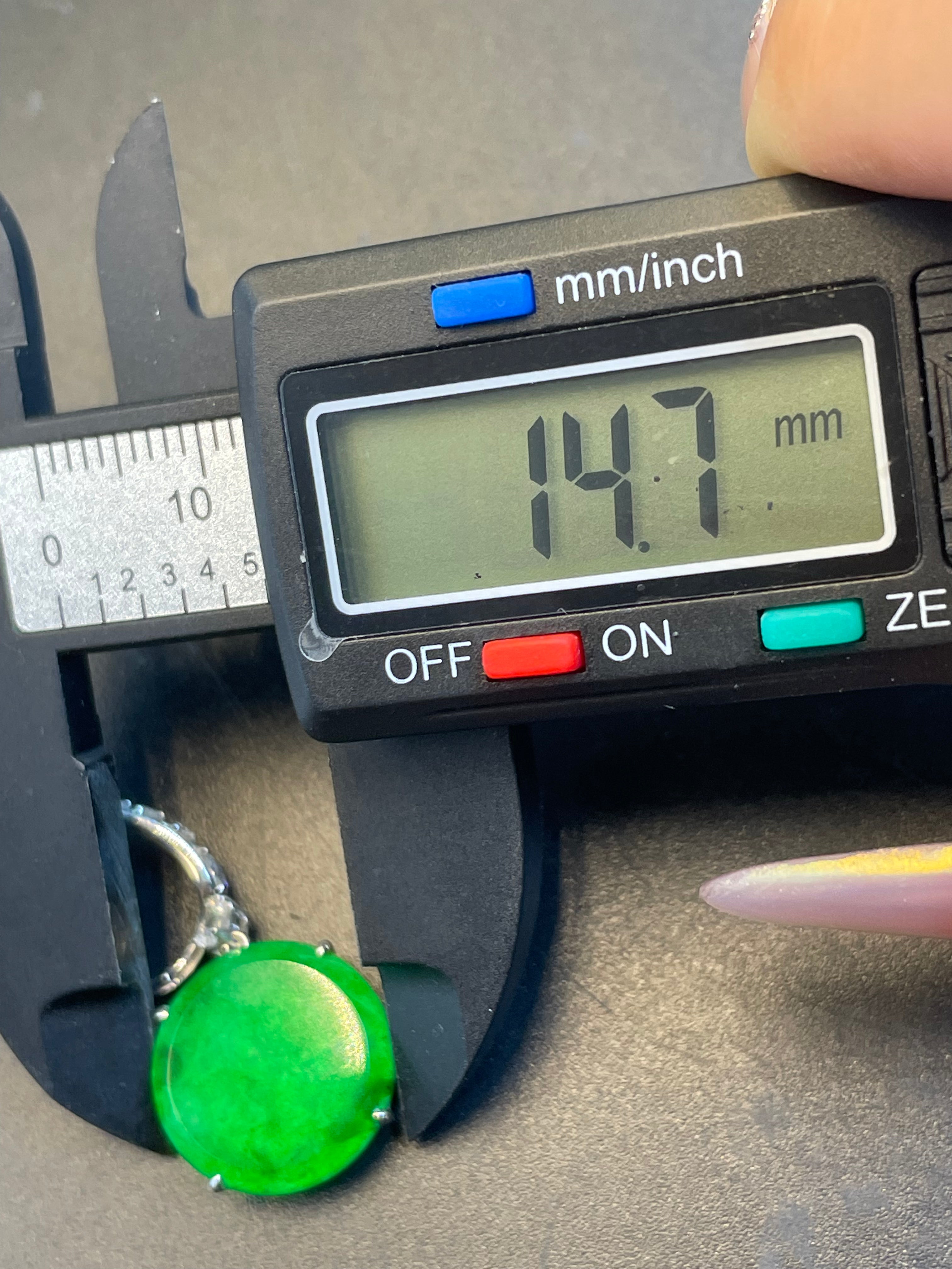 天然翡翠陽綠圓餅耳環