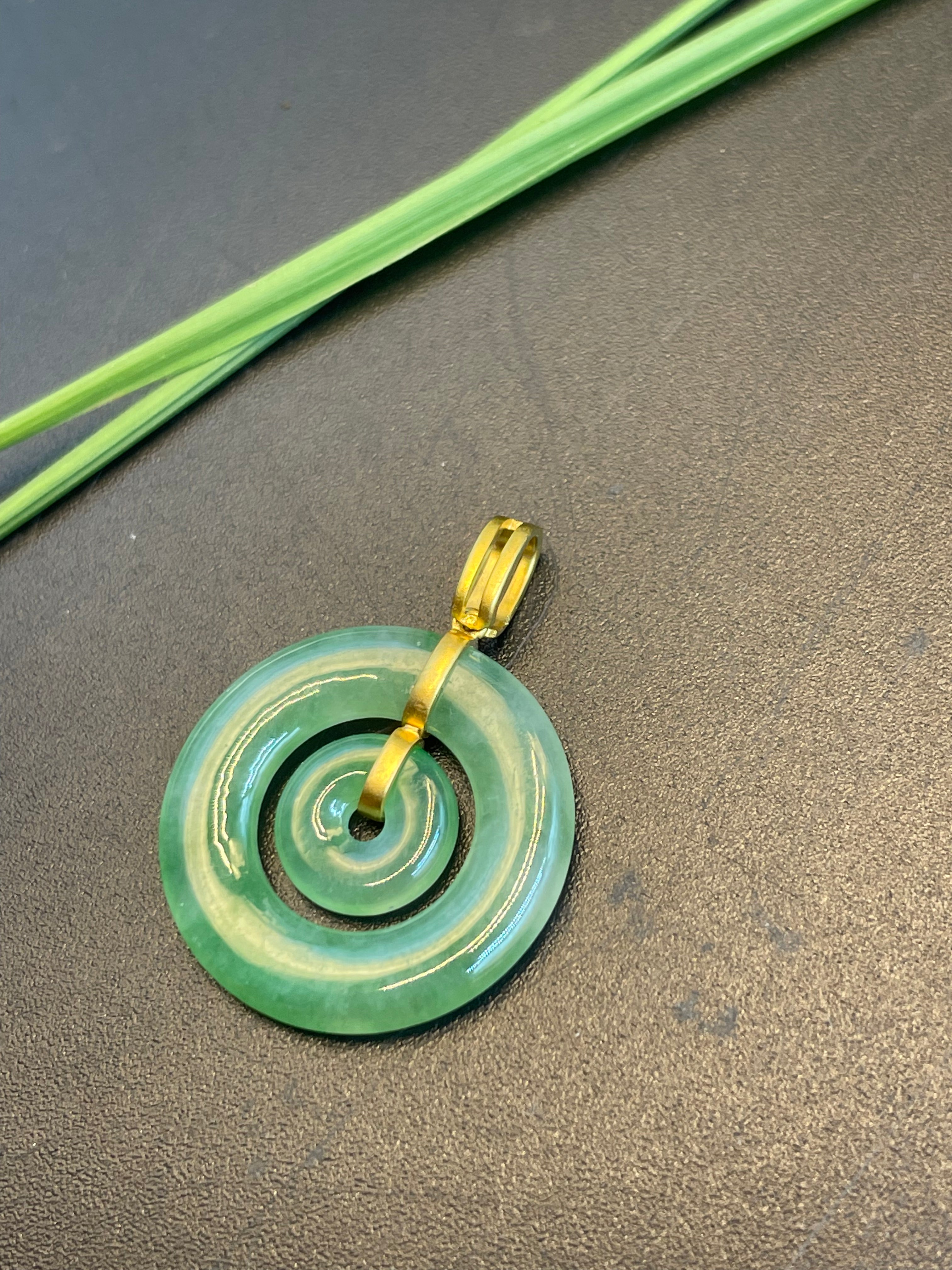 緬甸天然翡翠子母平安扣吊墜