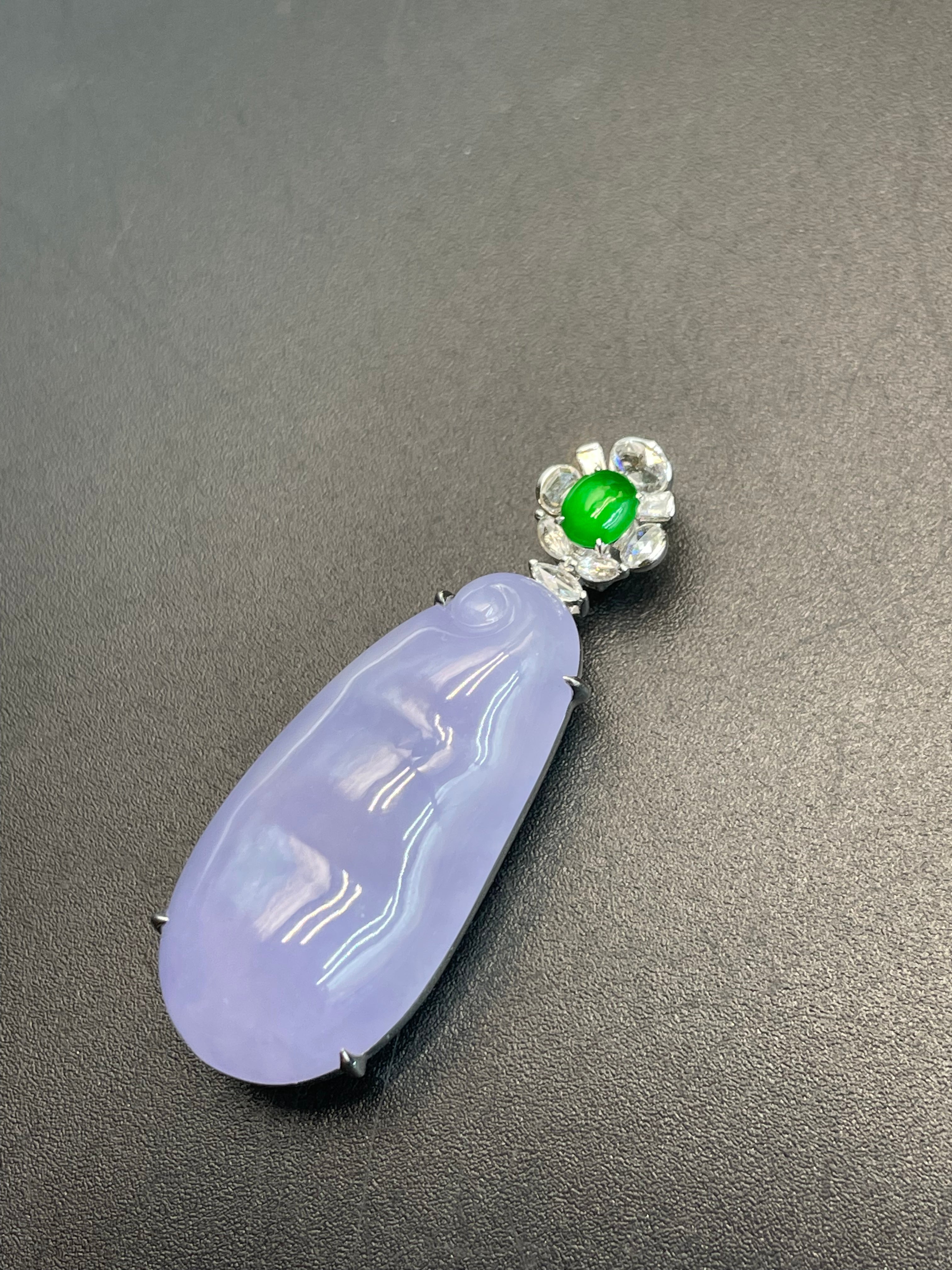 緬甸天然翡翠紫羅蘭福豆/三元及第吊墜