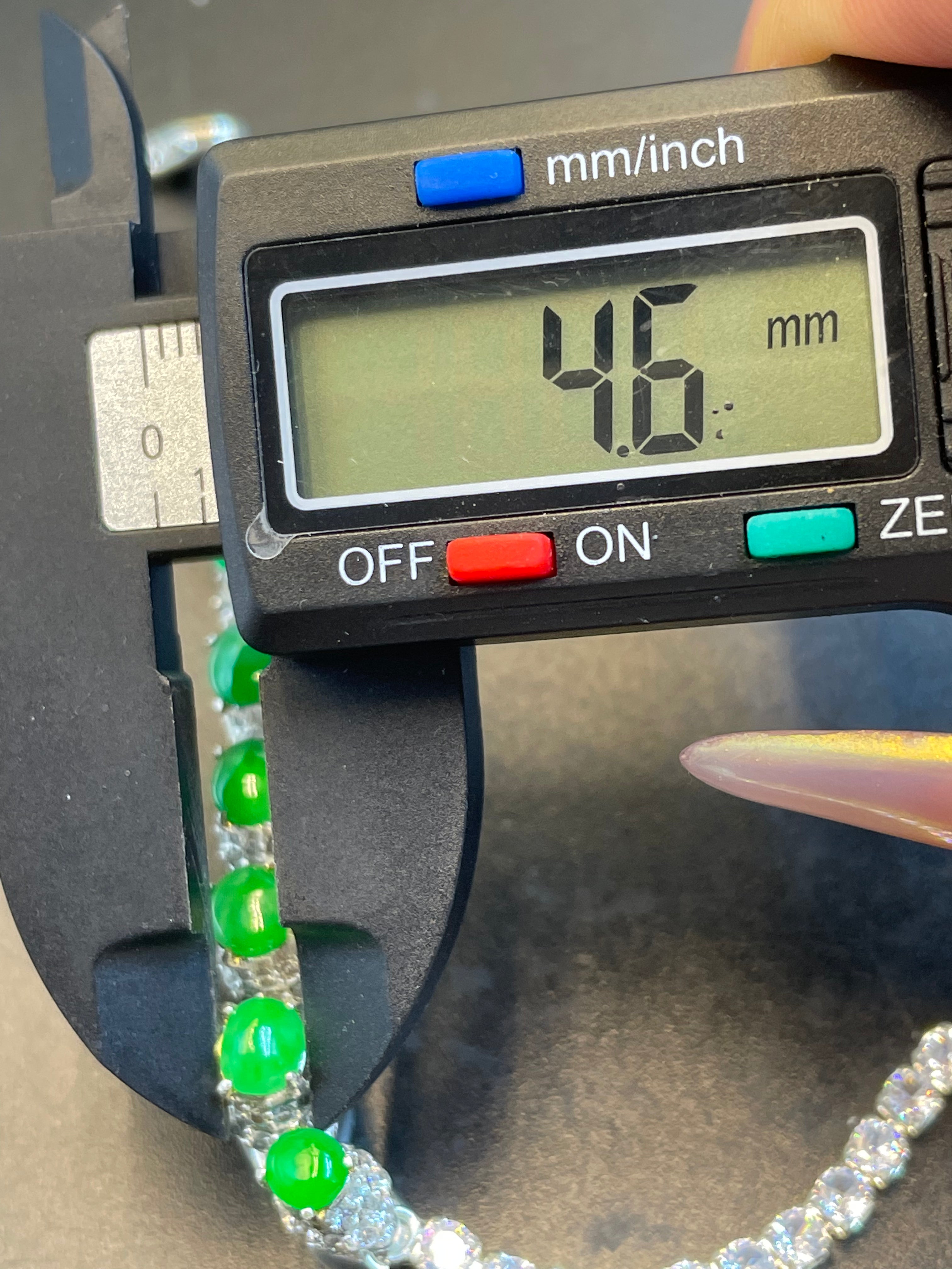 緬甸天然翡翠陽綠蛋面手鏈