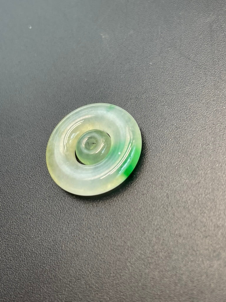 緬甸天然翡翠冰飄花子母扣平安扣吊墜