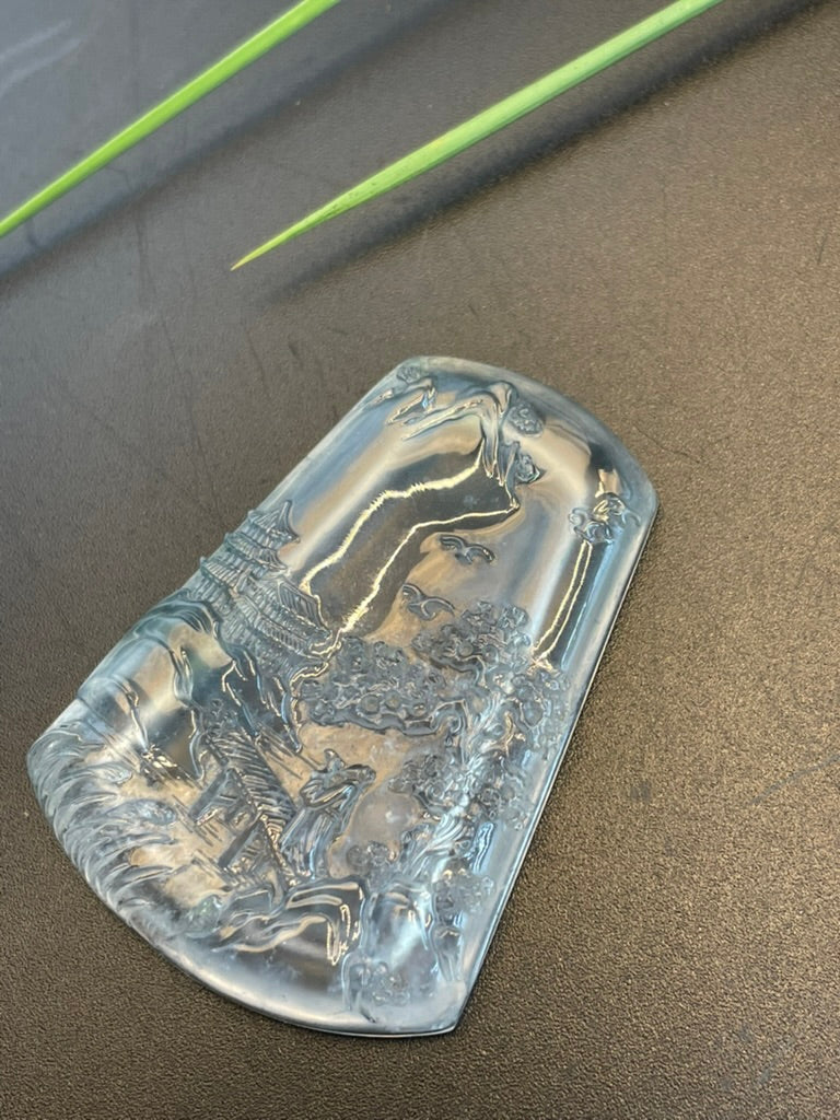 緬甸天然翡翠冰種山水牌吊墜