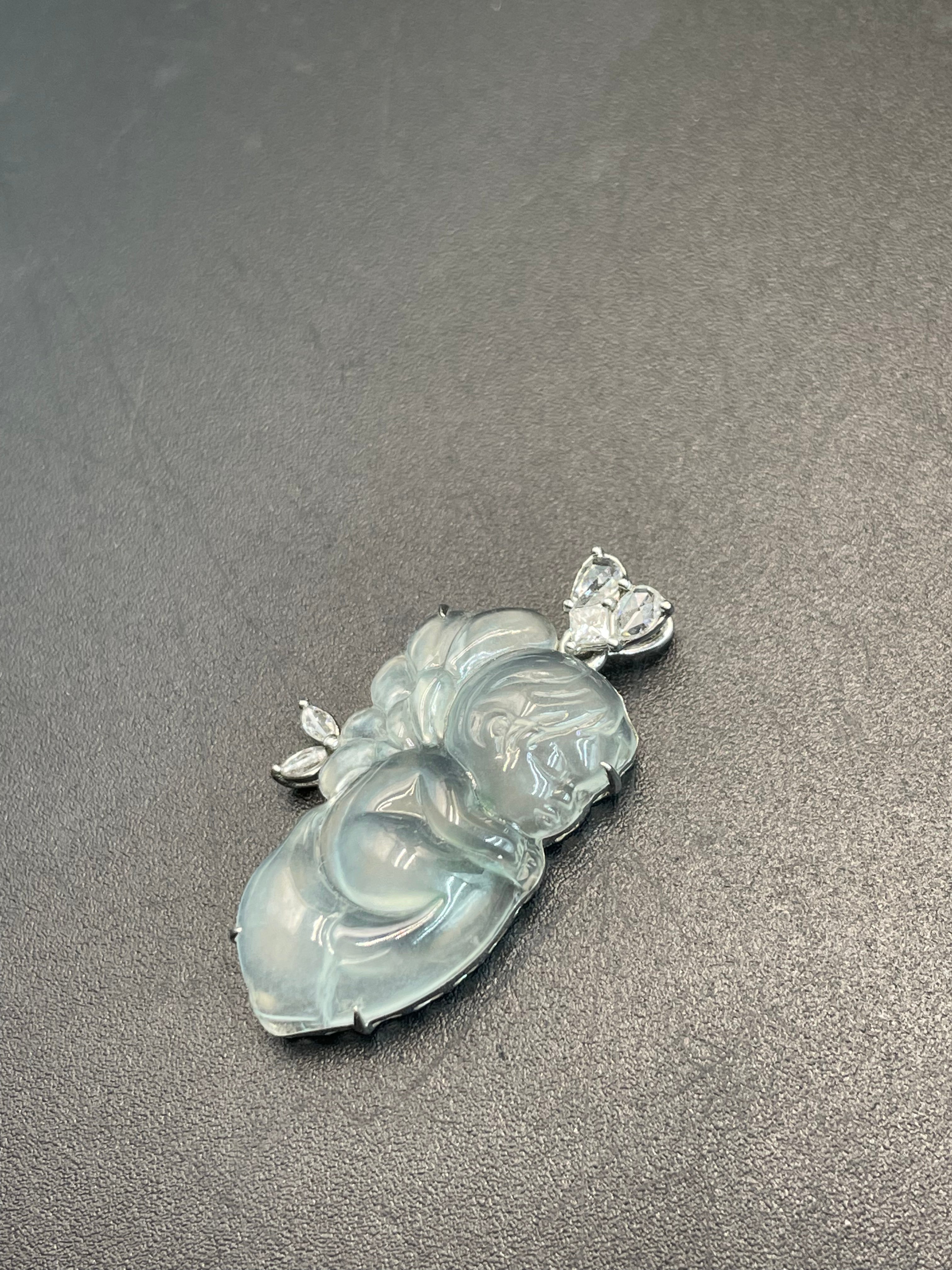 緬甸天然翡翠花仙子寶寶天使吊墜