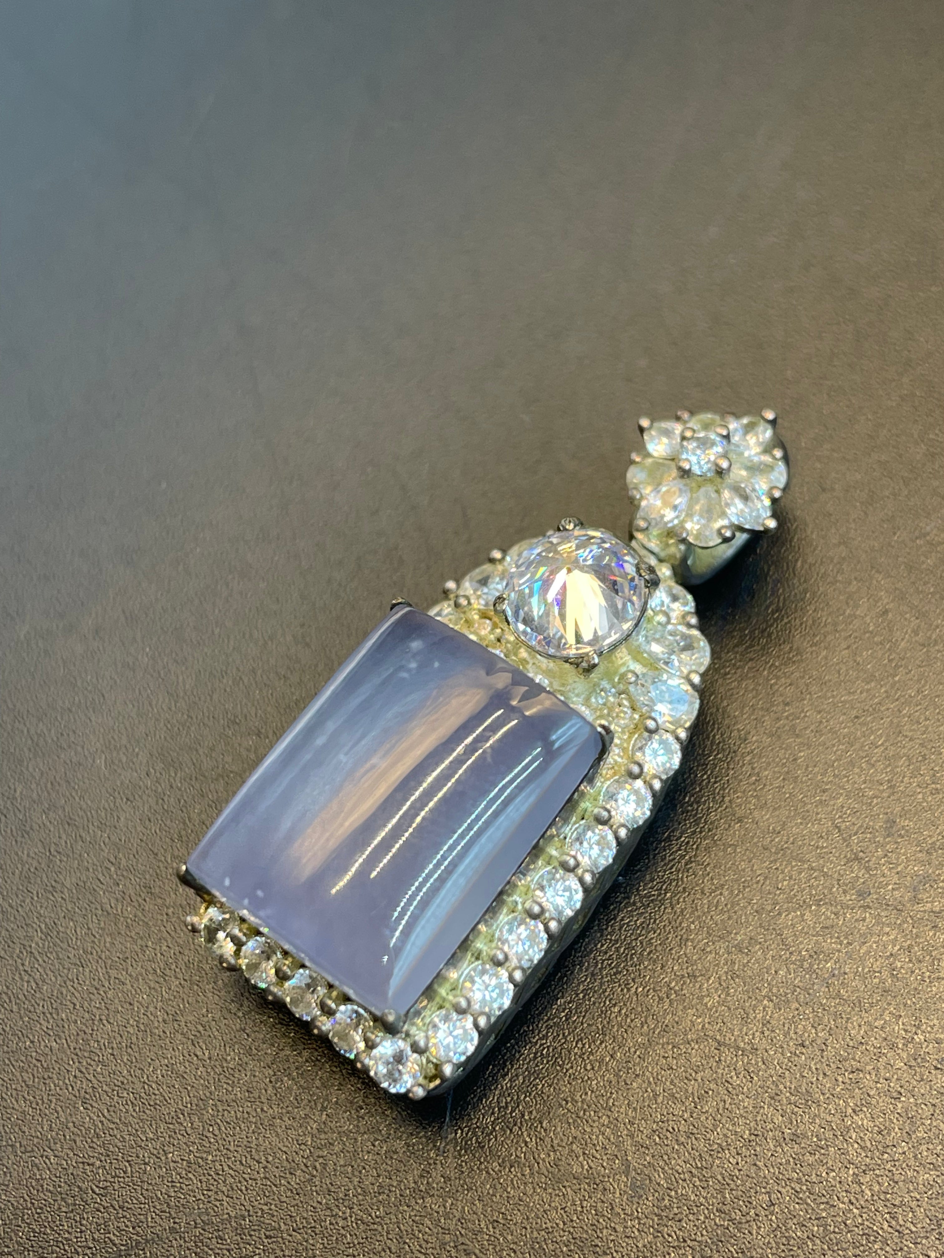 緬甸天然翡翠紫羅蘭方形蛋面吊墜