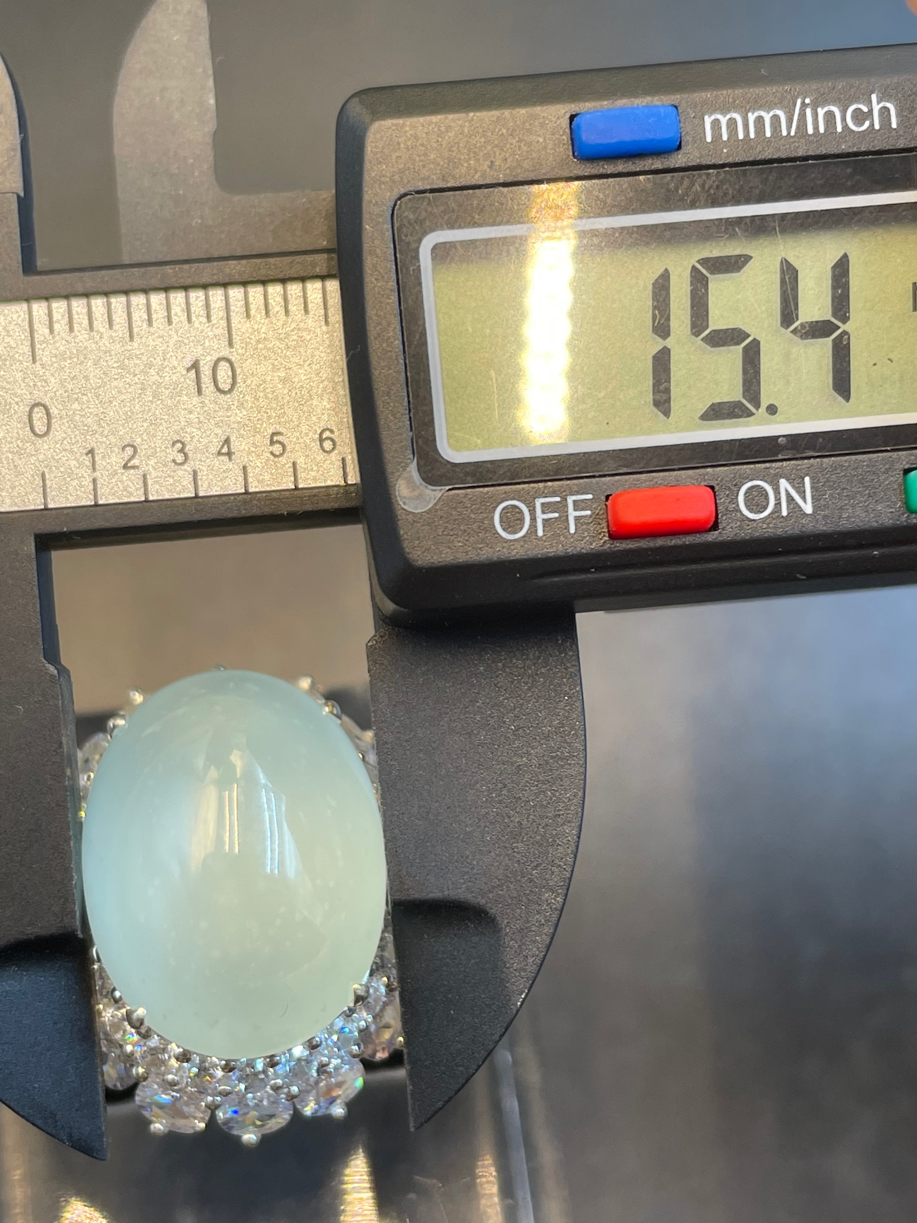 緬甸天然翡翠冰晴藍大蛋面戒指