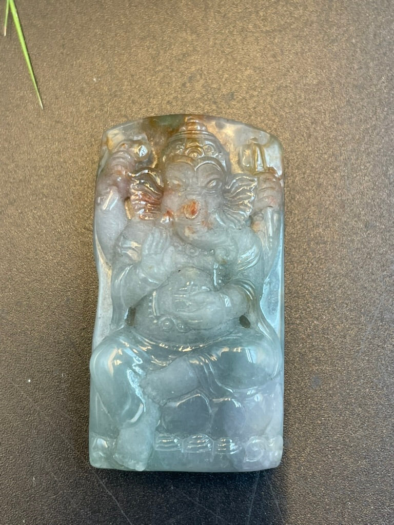 天然緬甸翡翠象神吊墜