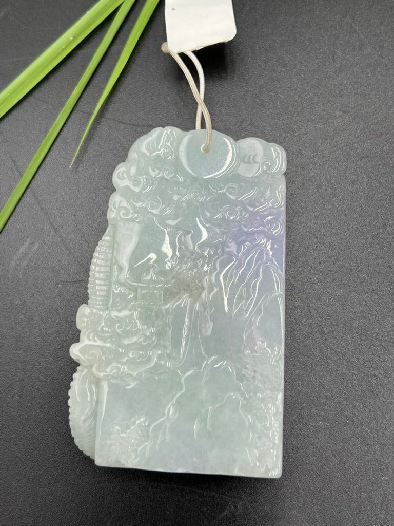 緬甸天然翡翠鳳舞九天・祥瑞河山吊墜