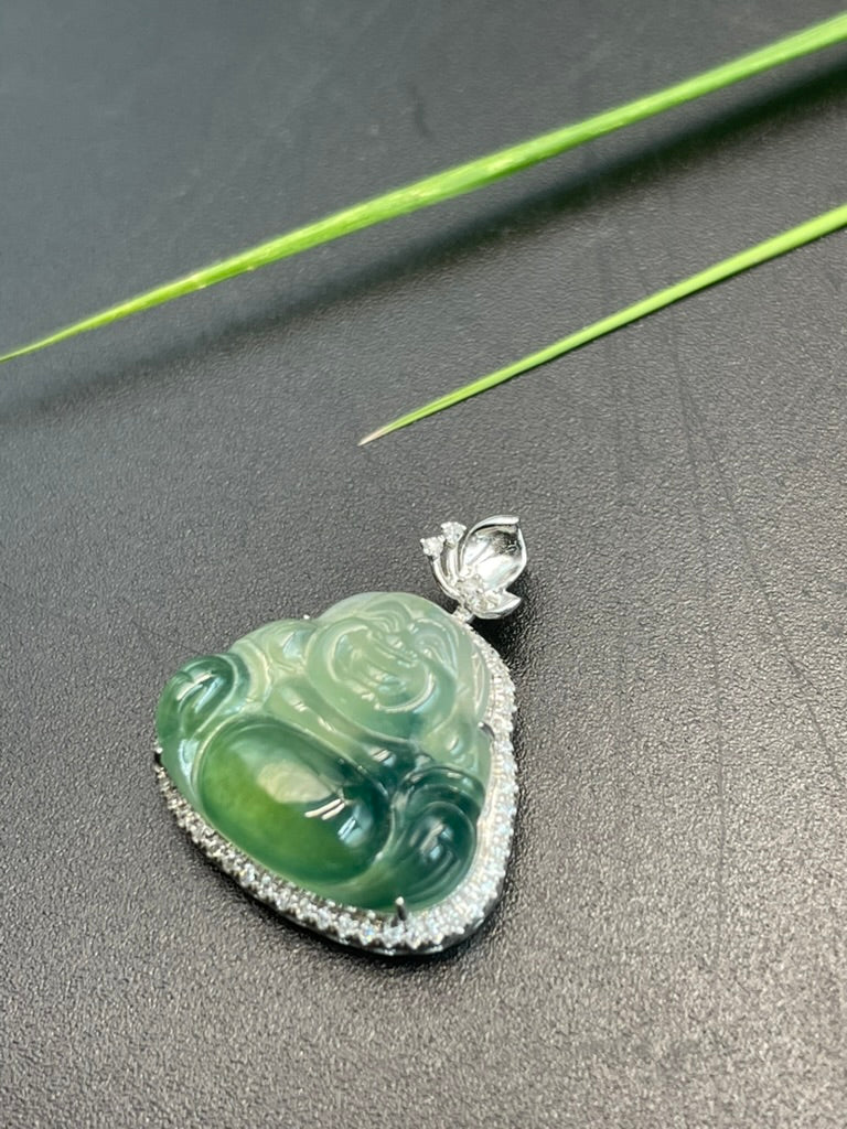 天然緬甸翡翠冰種彌勒吊墜