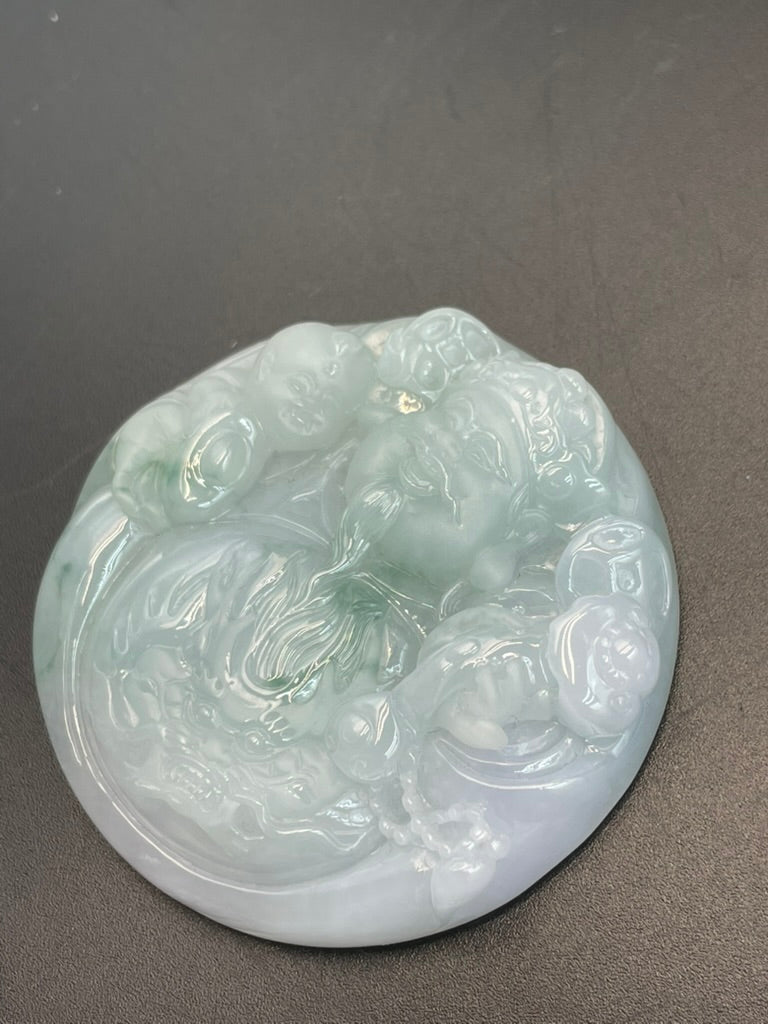 緬甸天然翡翠財神吊墜