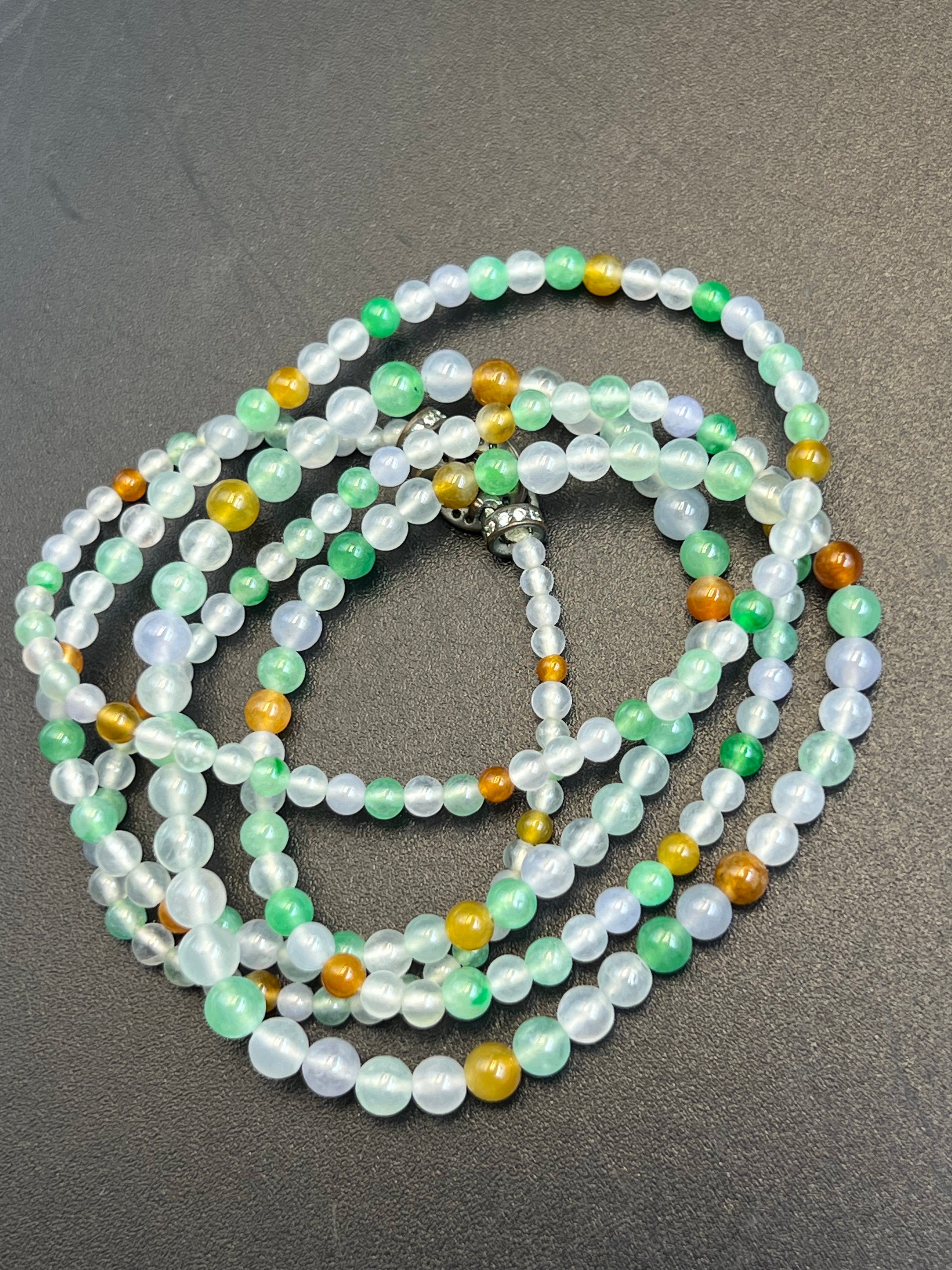 緬甸天然翡翠多彩珠鏈