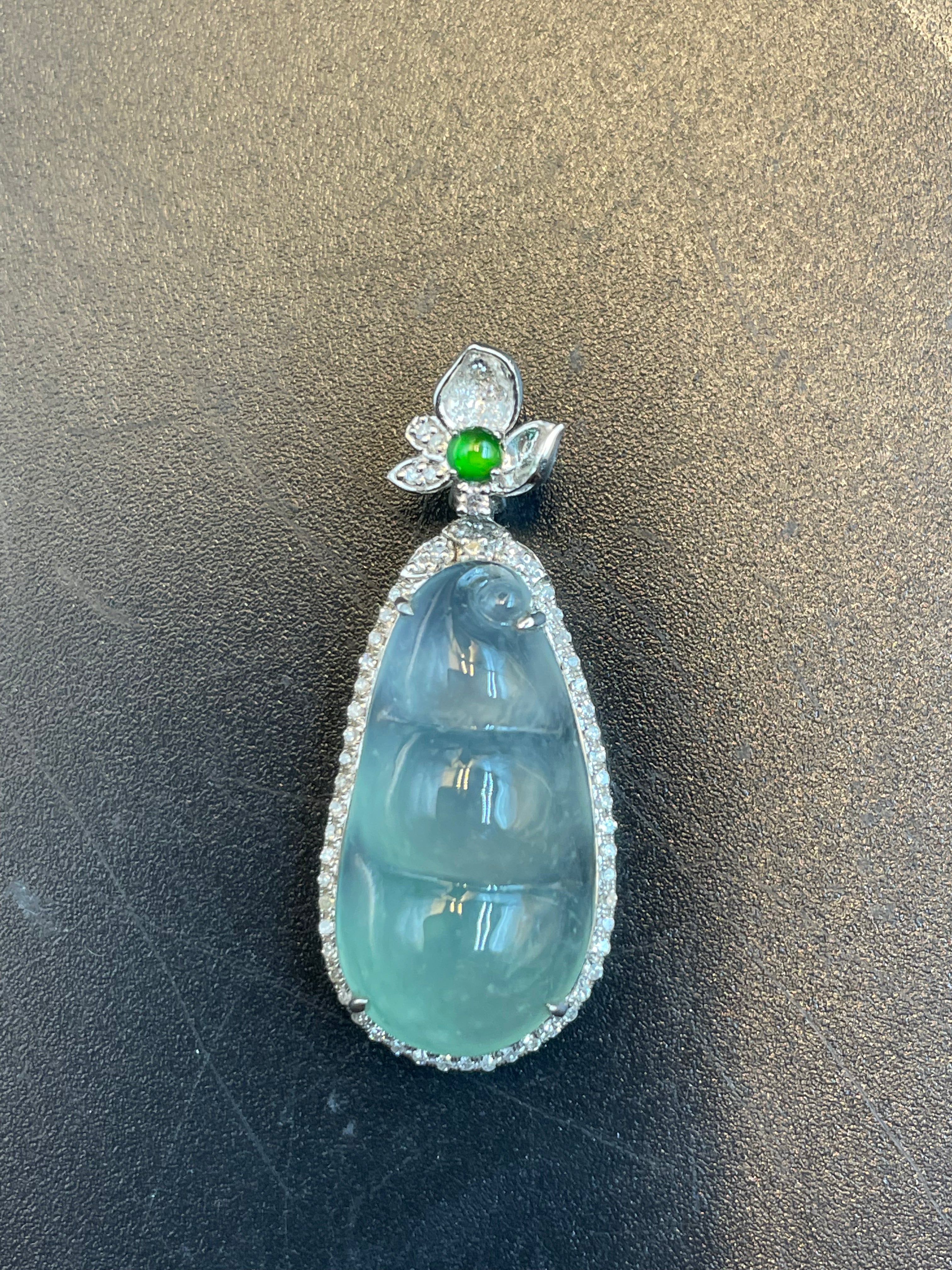 緬甸天然翡翠冰種福豆吊墜