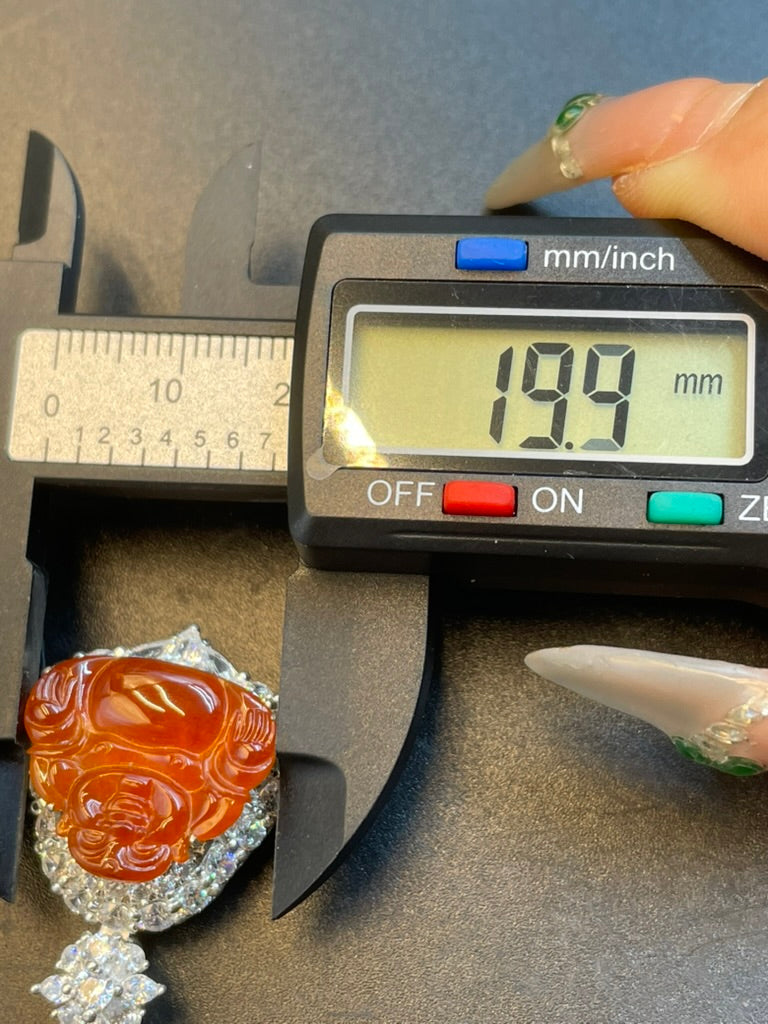 緬甸天然翡翠紅翡彌勒吊墜