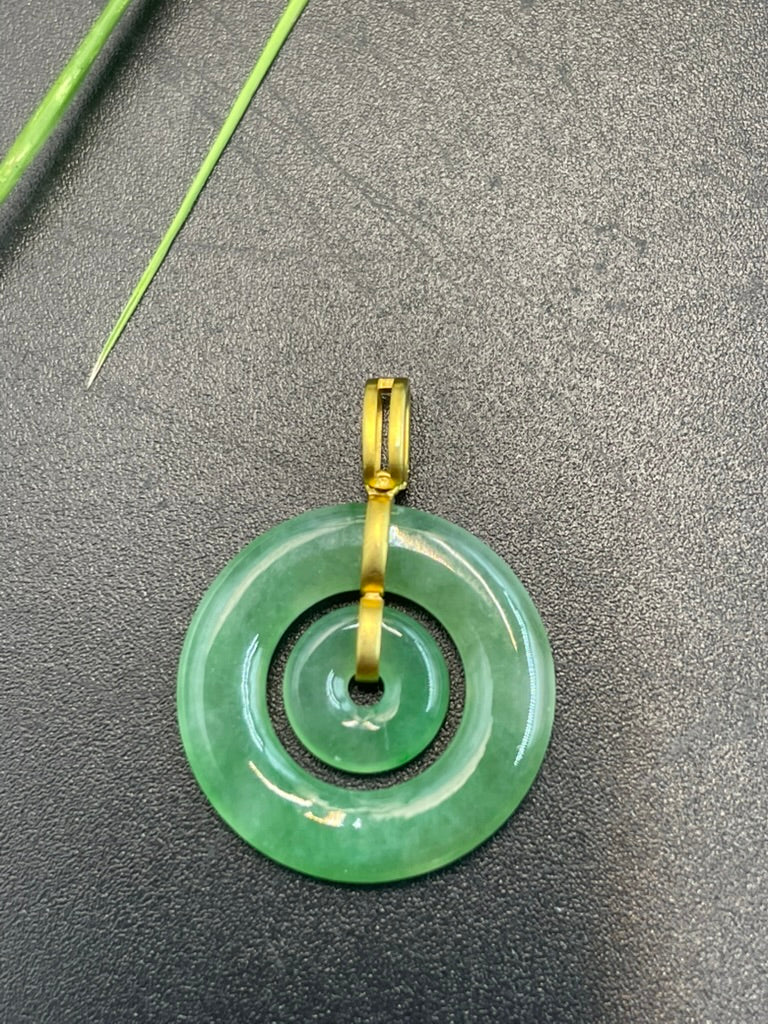 天然緬甸翡翠子母平安扣吊墜