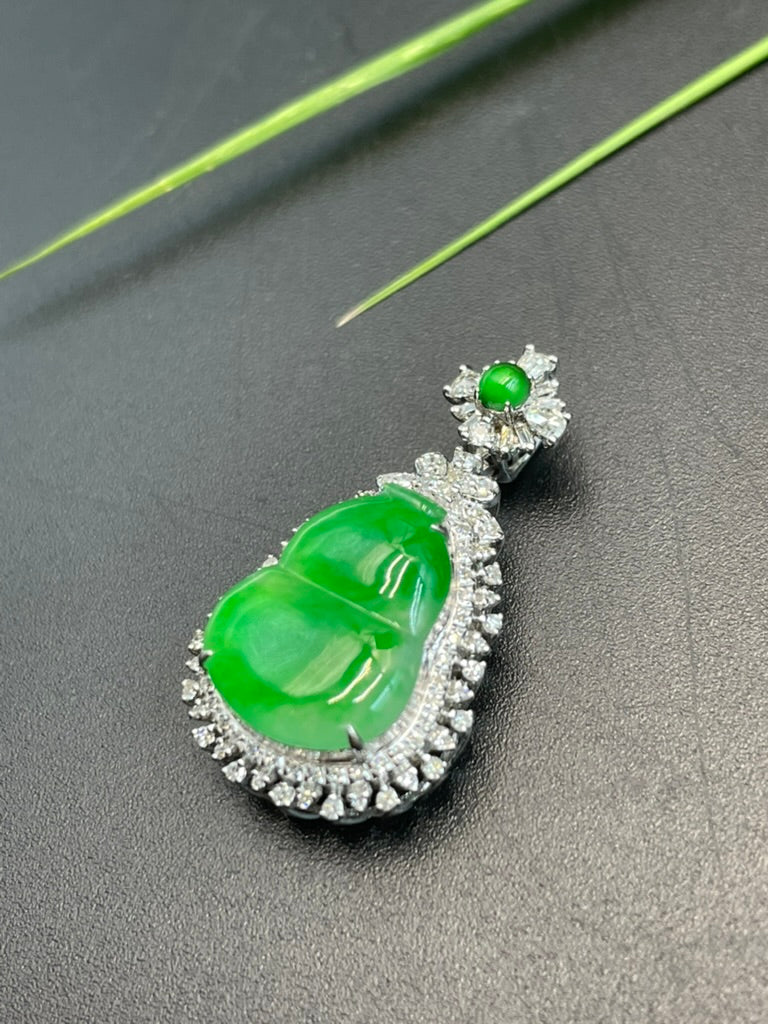天然緬甸翡翠陽綠福祿吊墜