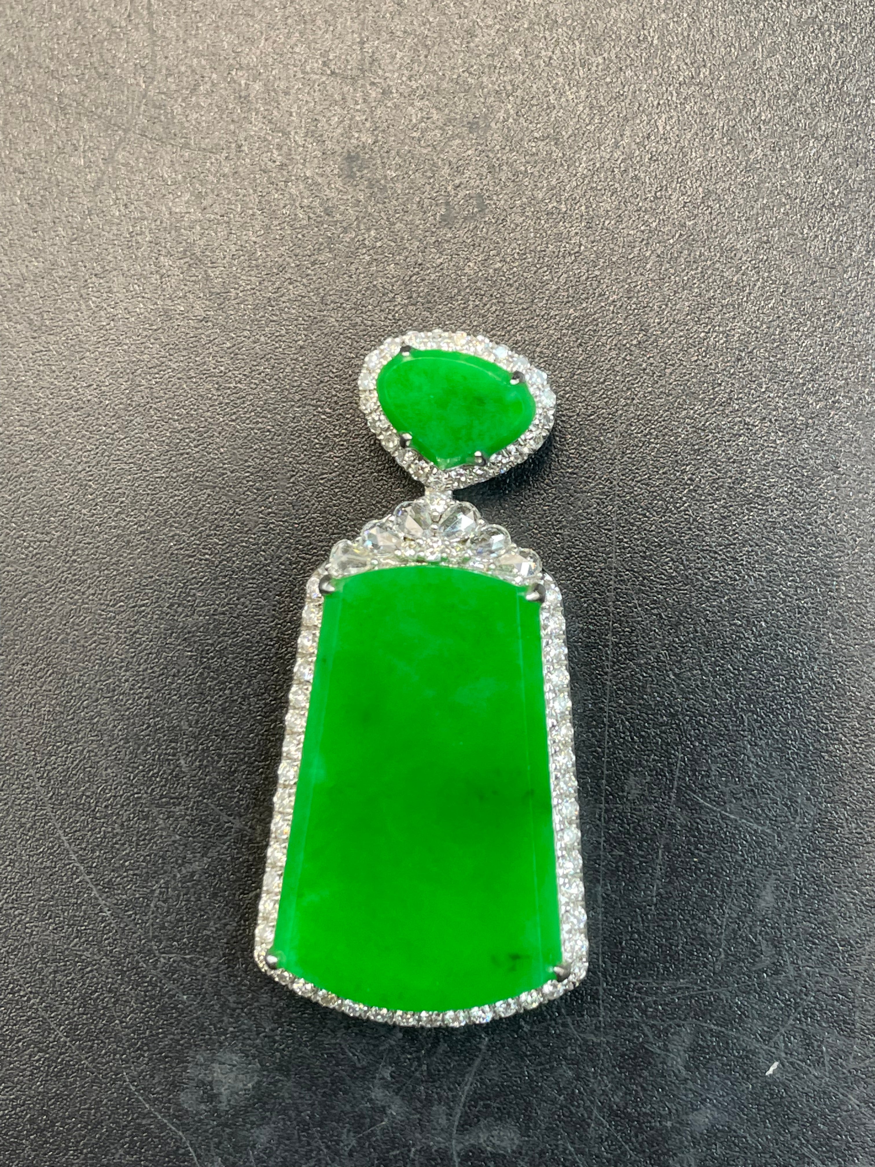 緬甸天然翡翠陽綠無事牌吊墜