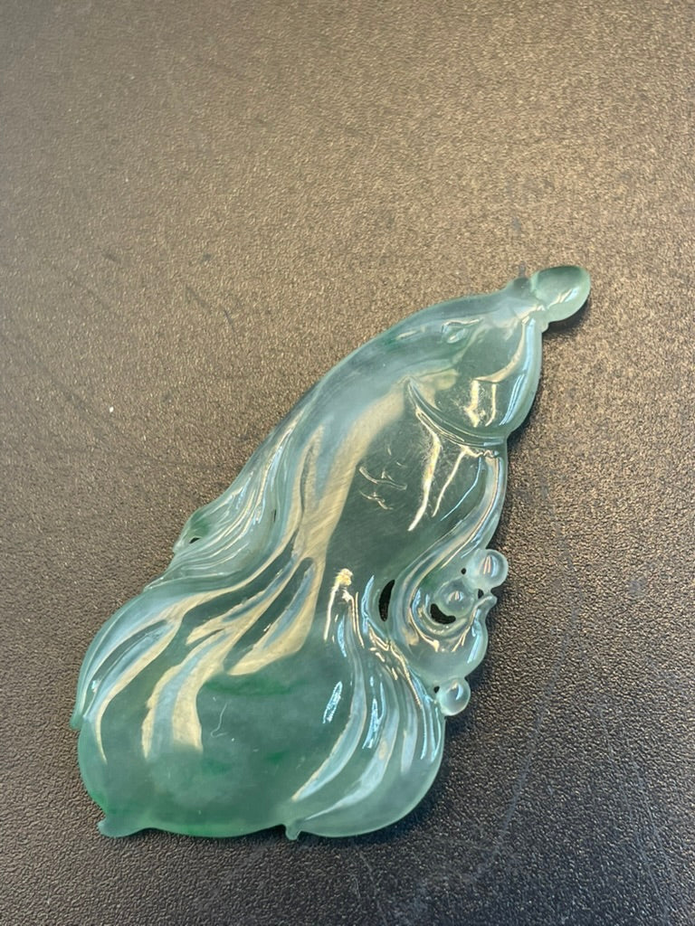 天然緬甸翡翠游魚吊墜