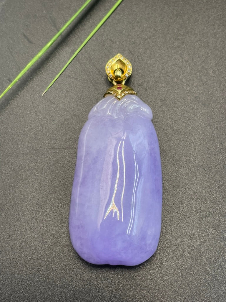 天然緬甸翡翠紫羅蘭福瓜吊墜