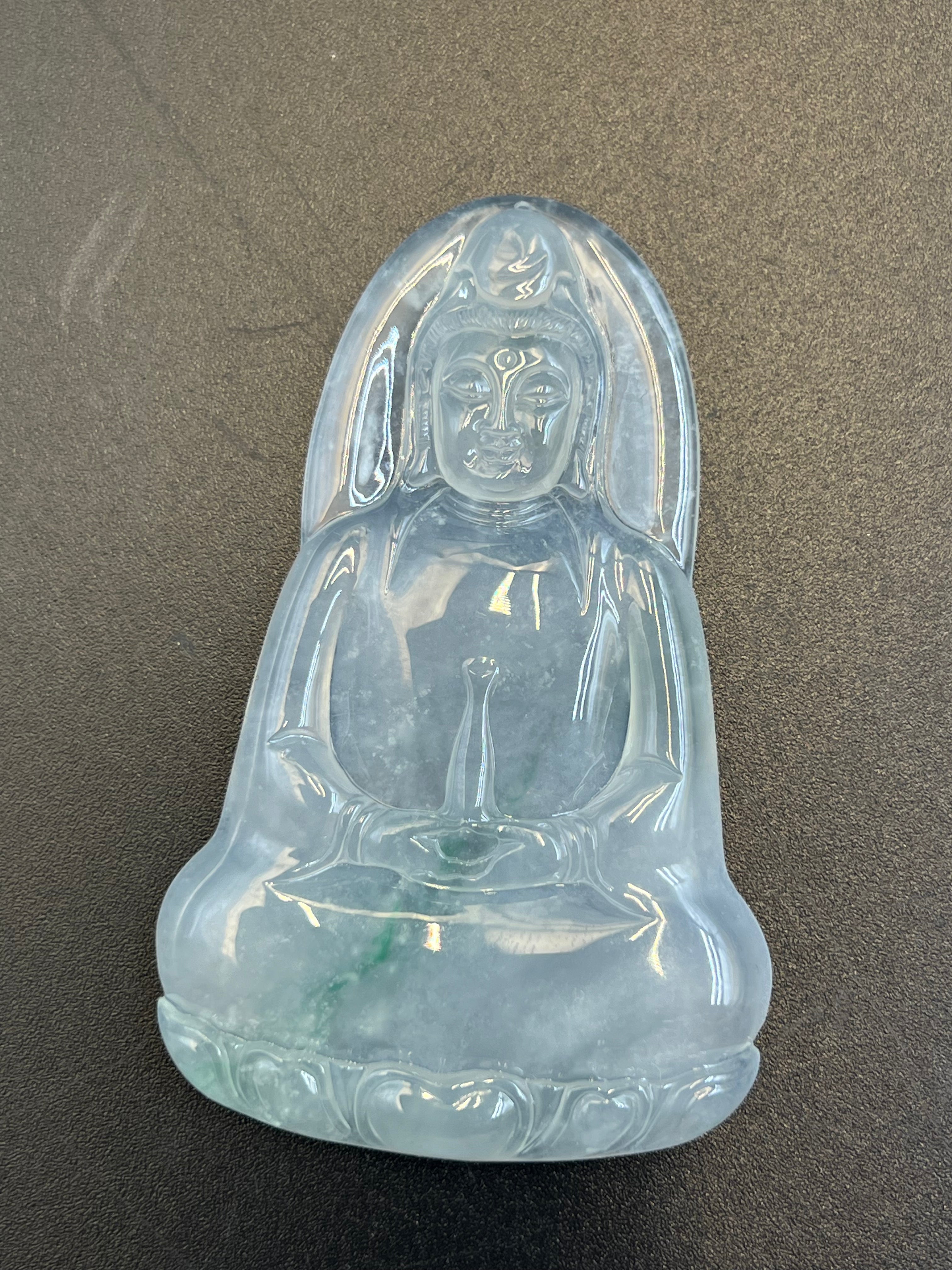 緬甸天然翡翠冰種觀音吊墜