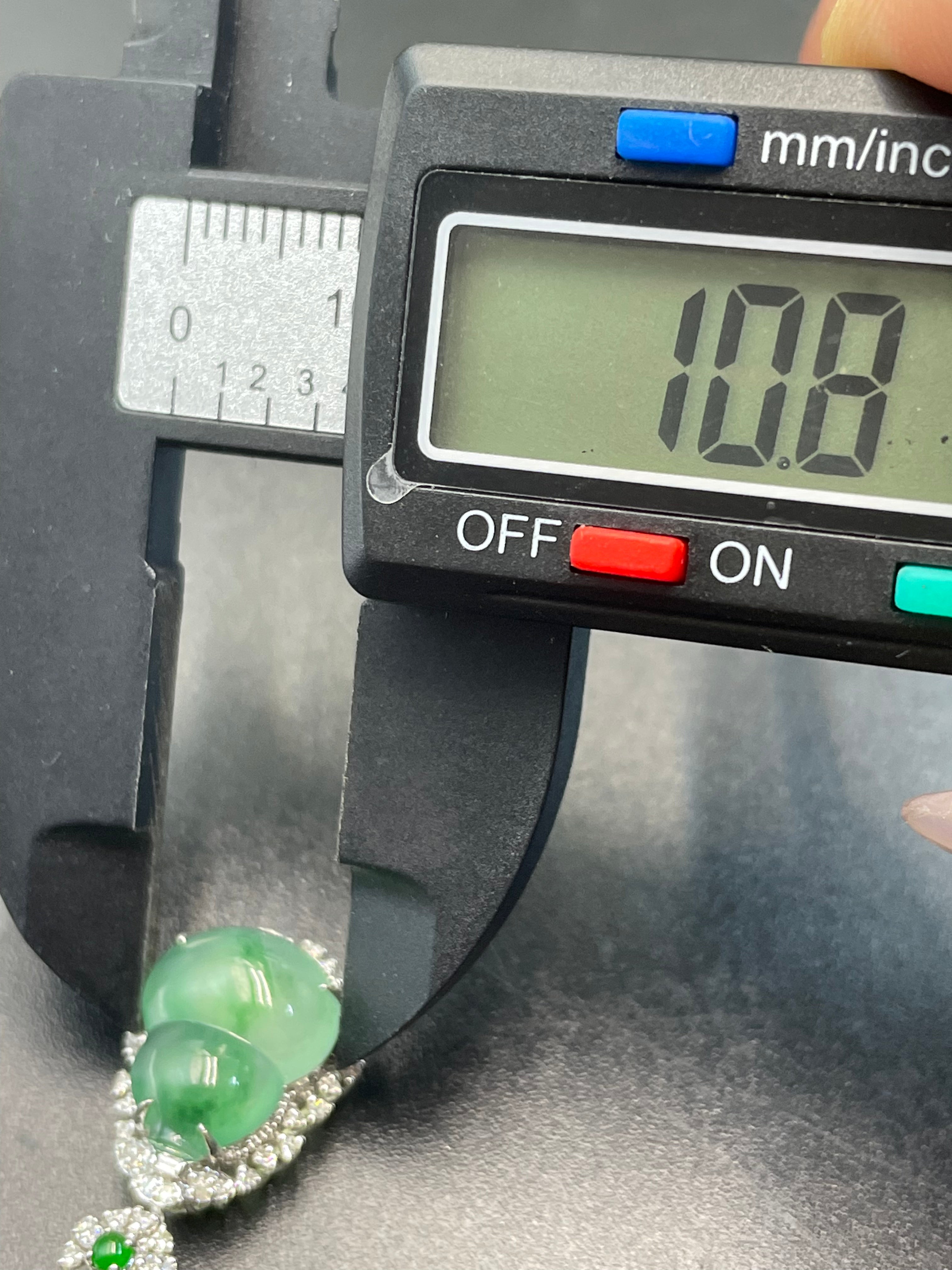 緬甸天然翡翠冰晴飄綠花福祿吊墜