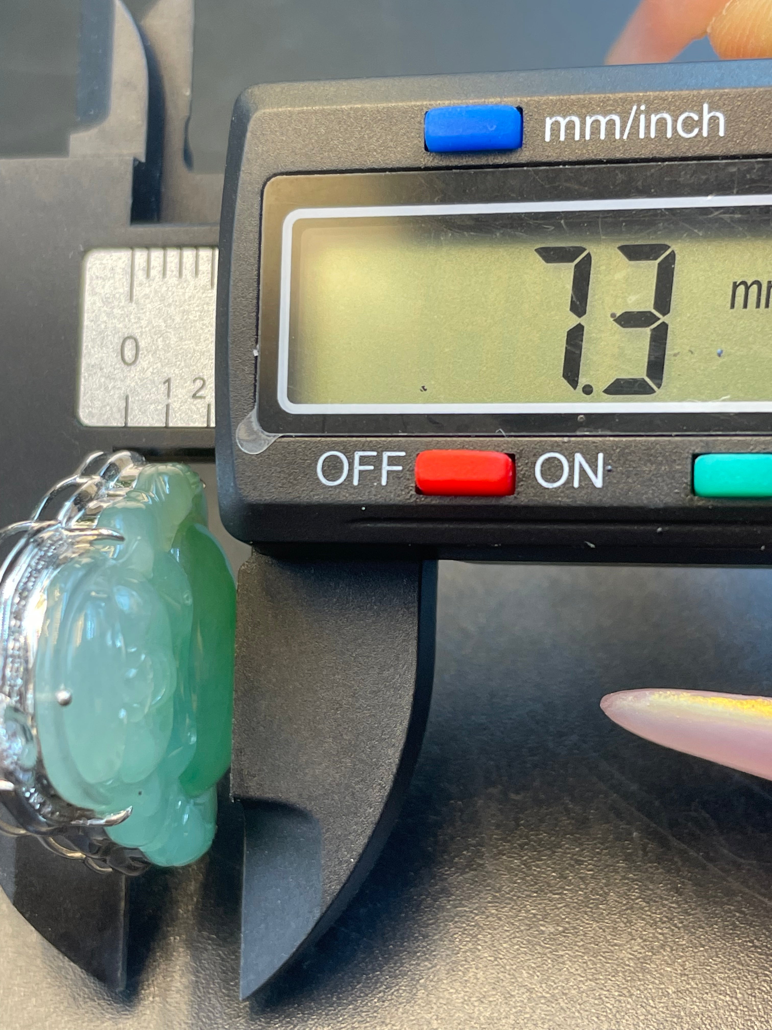 緬甸天然翡翠冰晴飄花彌勒吊墜