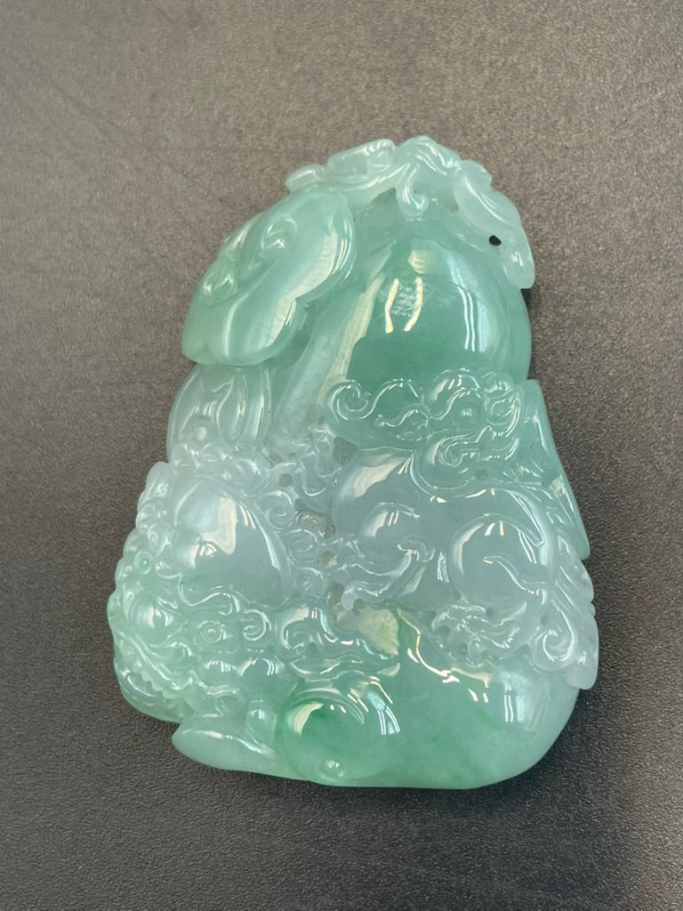緬甸天然翡翠招財神獸吊墜