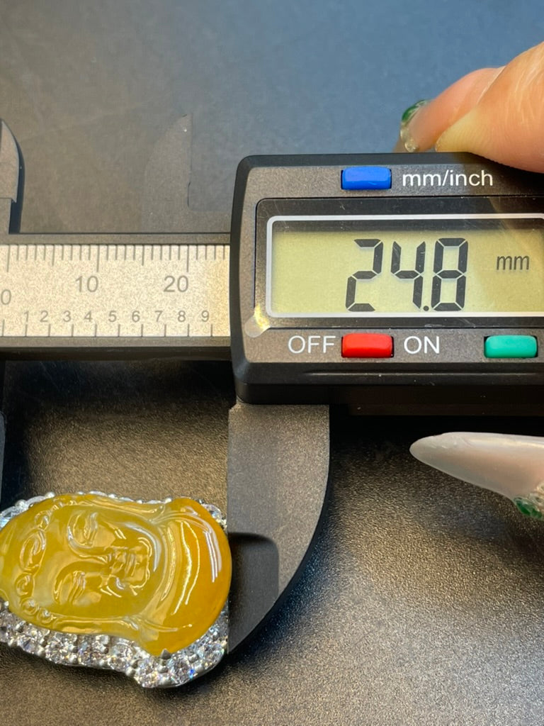 緬甸天然翡翠黃翡觀音吊墜