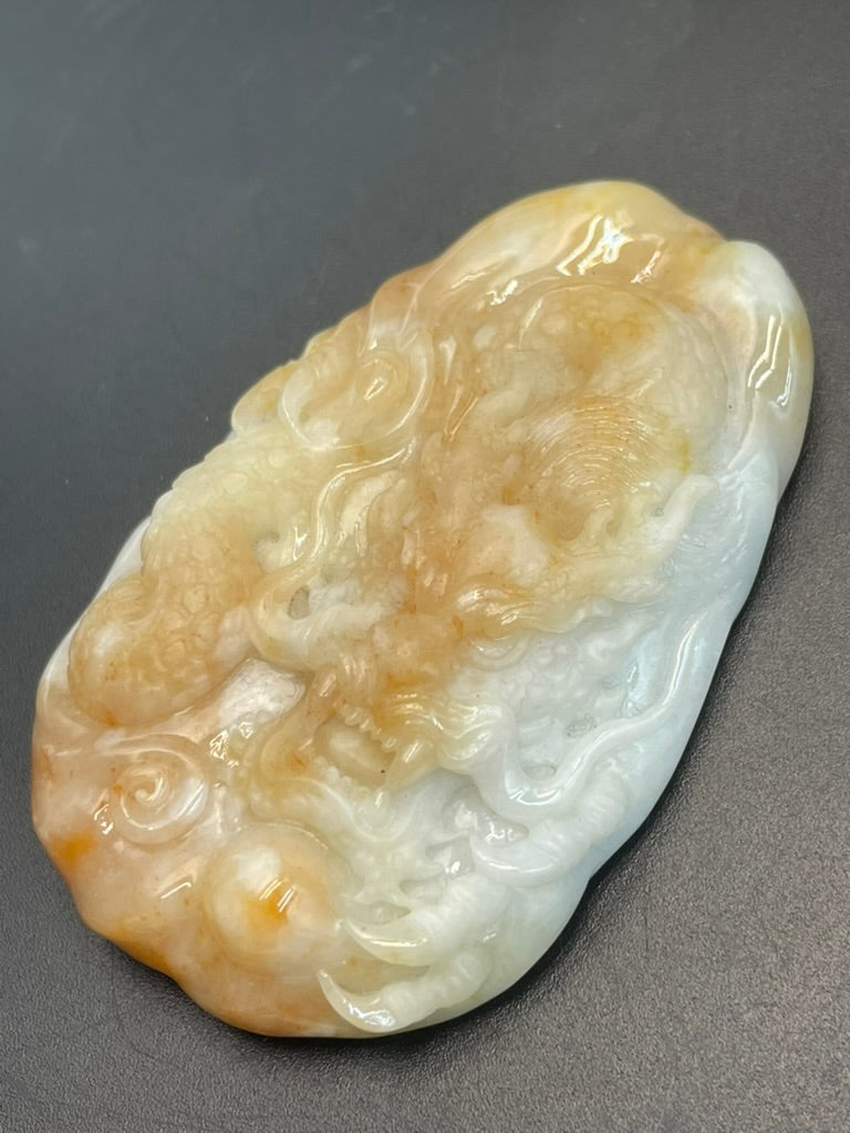 緬甸天然翡翠龍牌吊墜