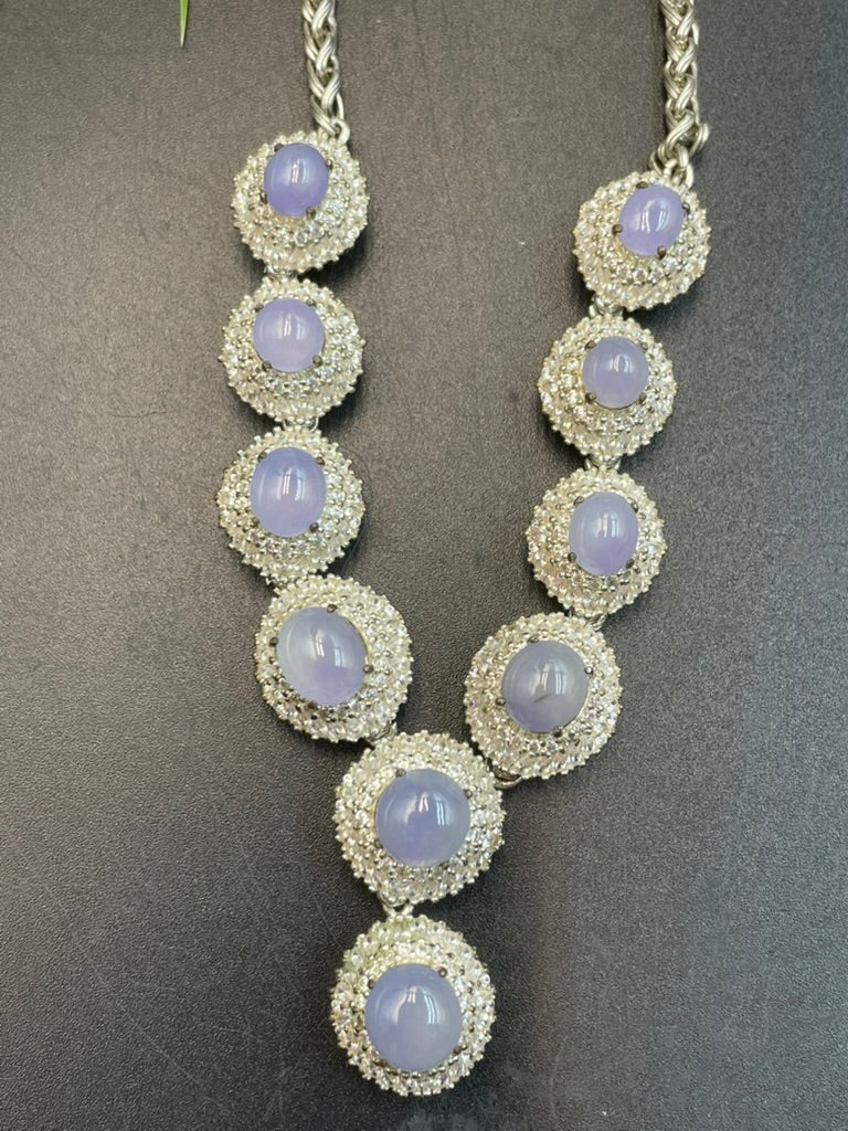 緬甸天然翡翠紫羅蘭蛋面吊墜項鍊