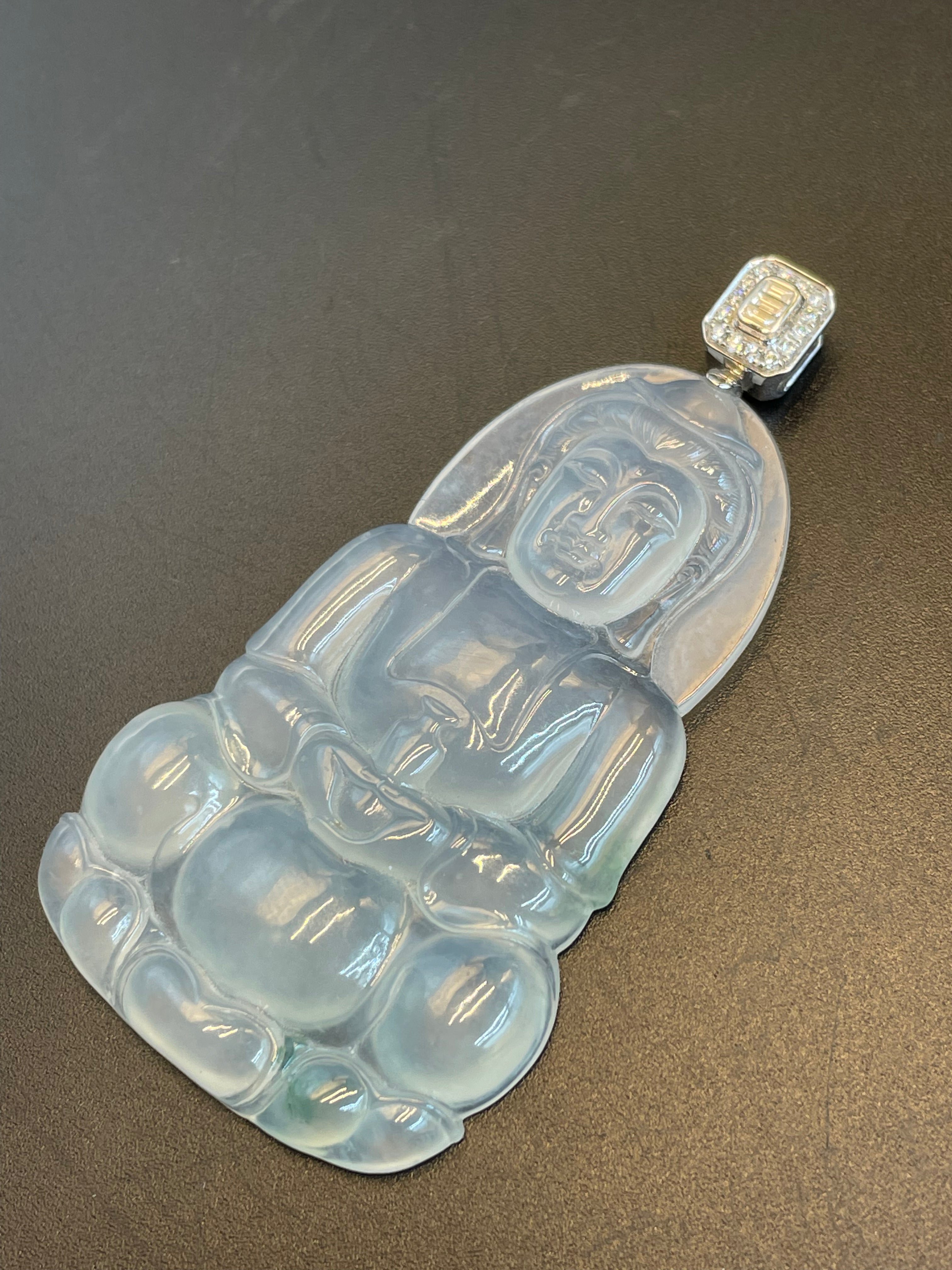 緬甸天然翡翠冰種觀音吊墜