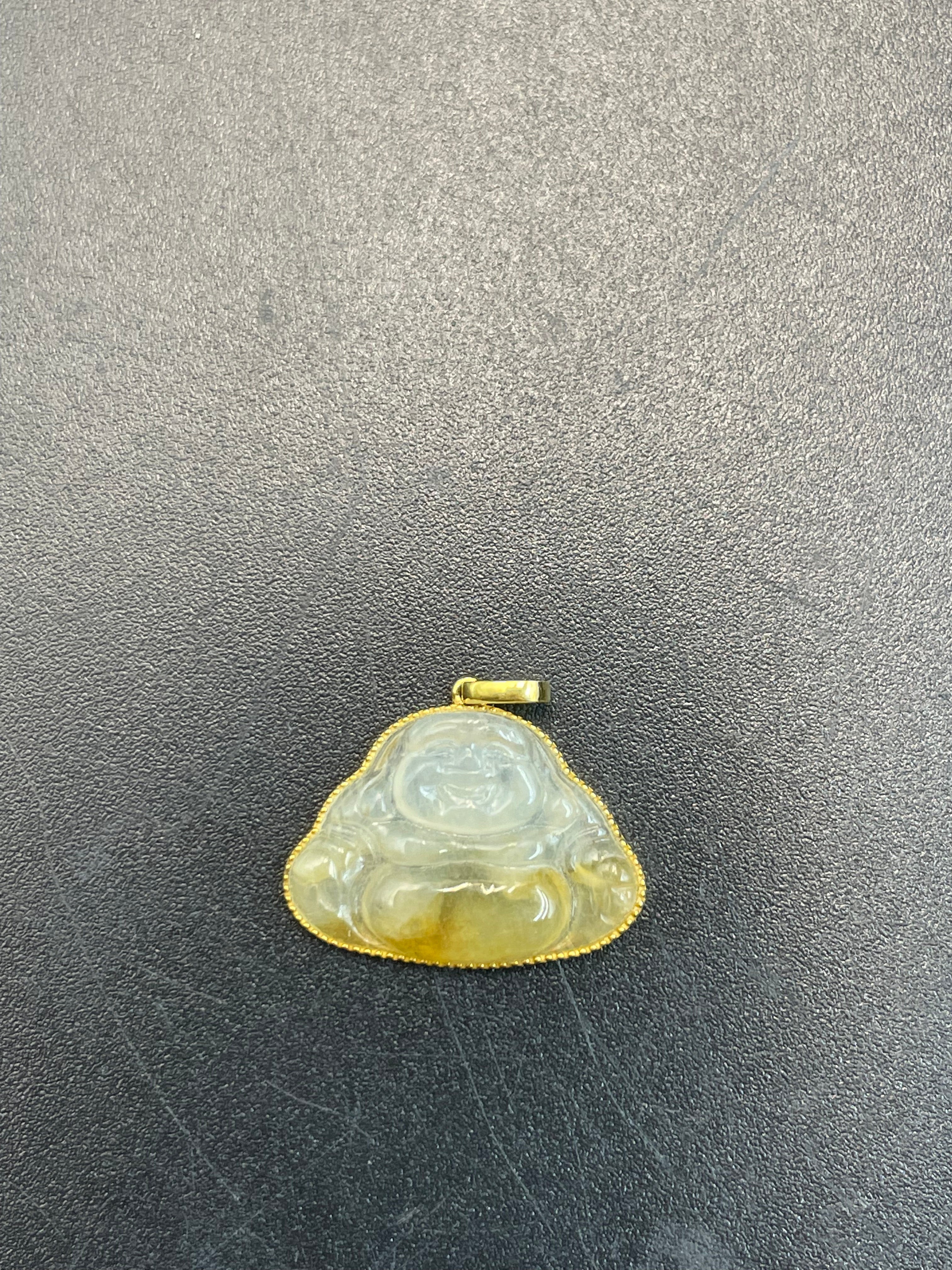 緬甸天然翡翠冰黃翡彌勒吊墜