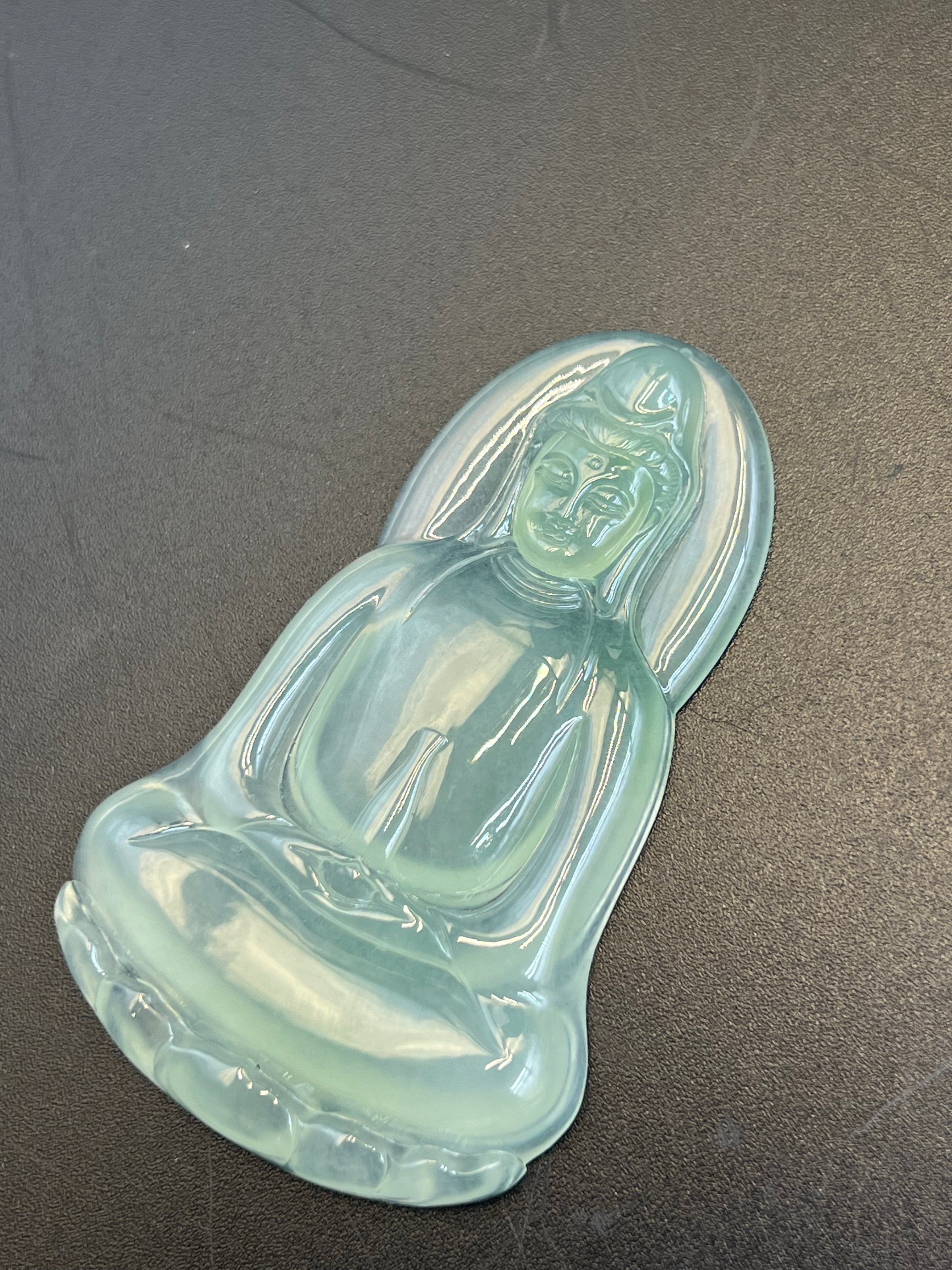 緬甸天然翡翠冰種觀音吊墜