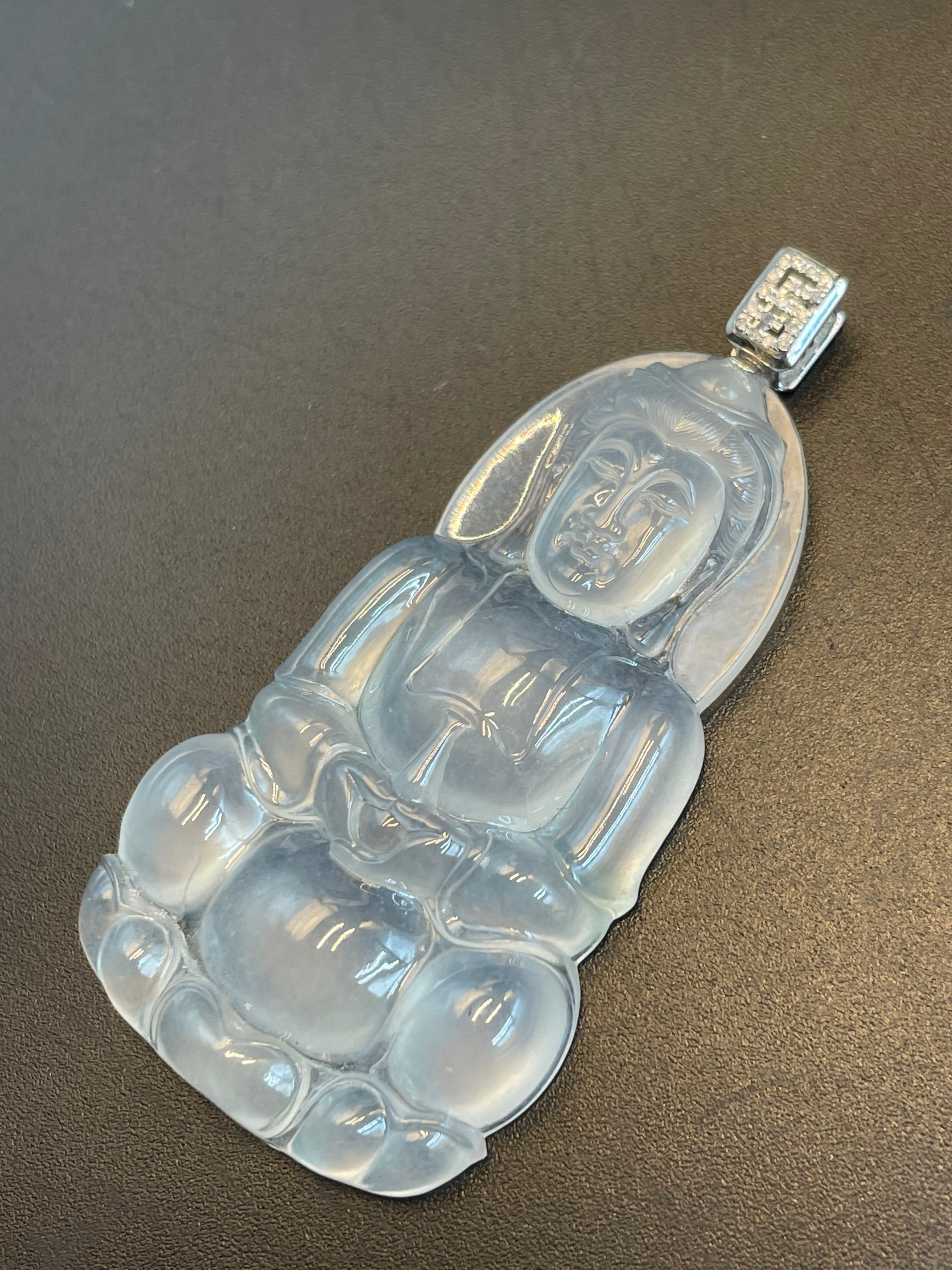 緬甸天然翡翠冰種大觀音吊墜