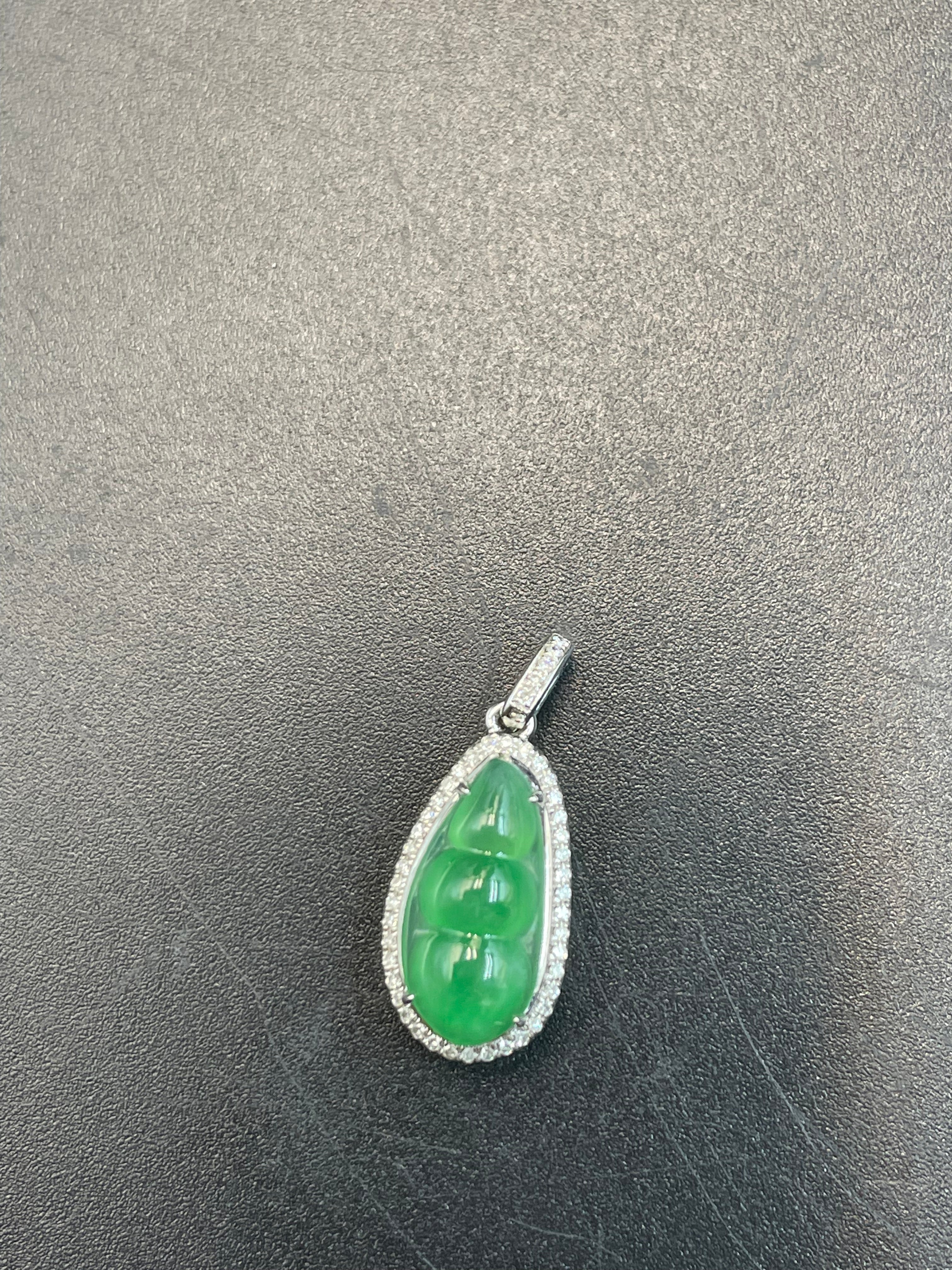 緬甸天然翡翠福豆/三元及第吊墜