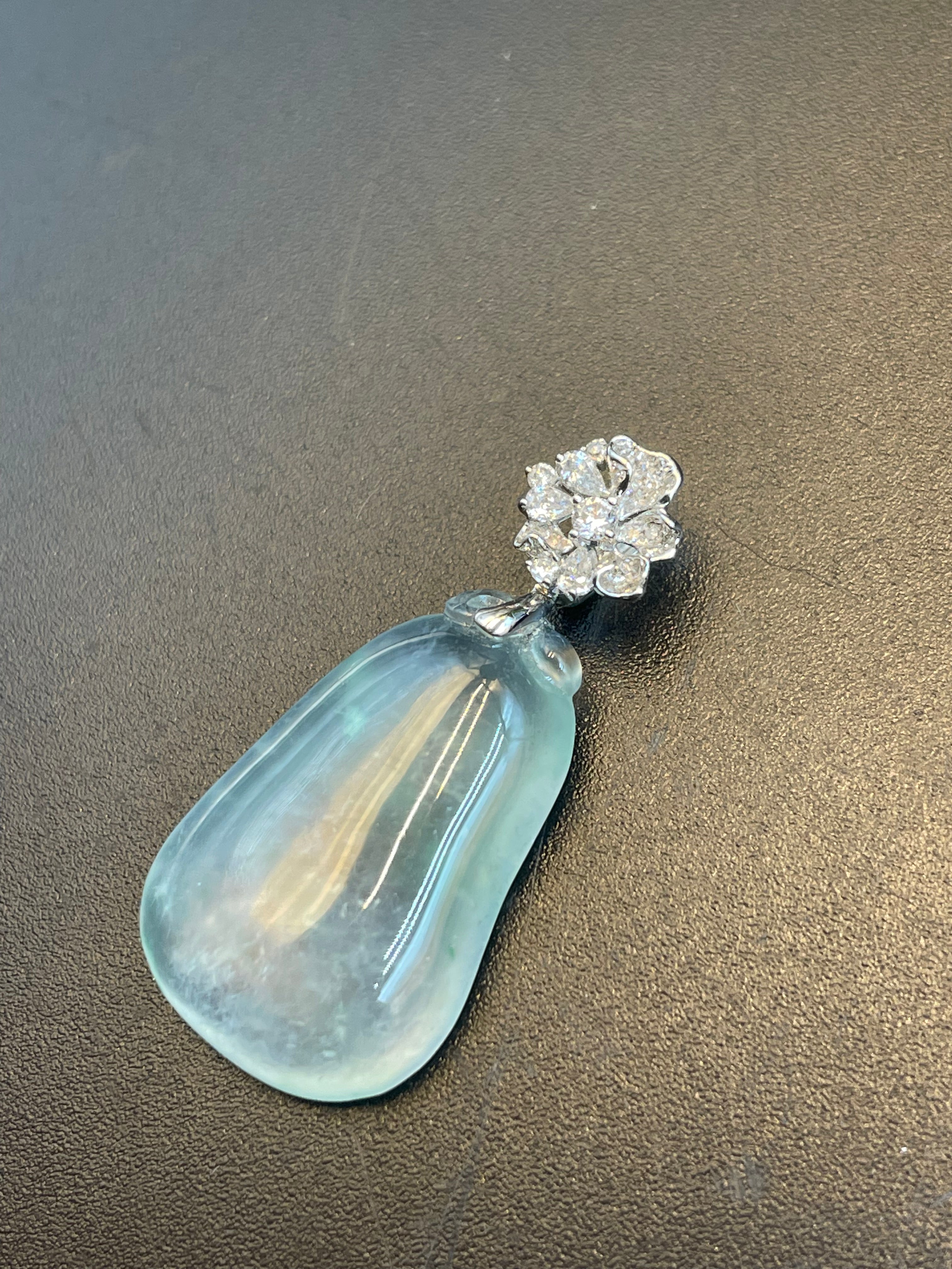 天然翡翠冰種福瓜吊墜