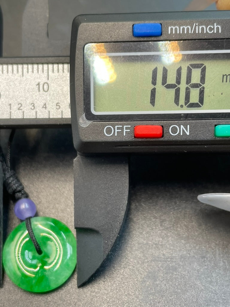 緬甸天然翡翠陽綠平安扣吊墜