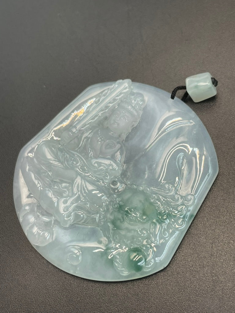 緬甸天然翡翠文殊菩薩吊墜