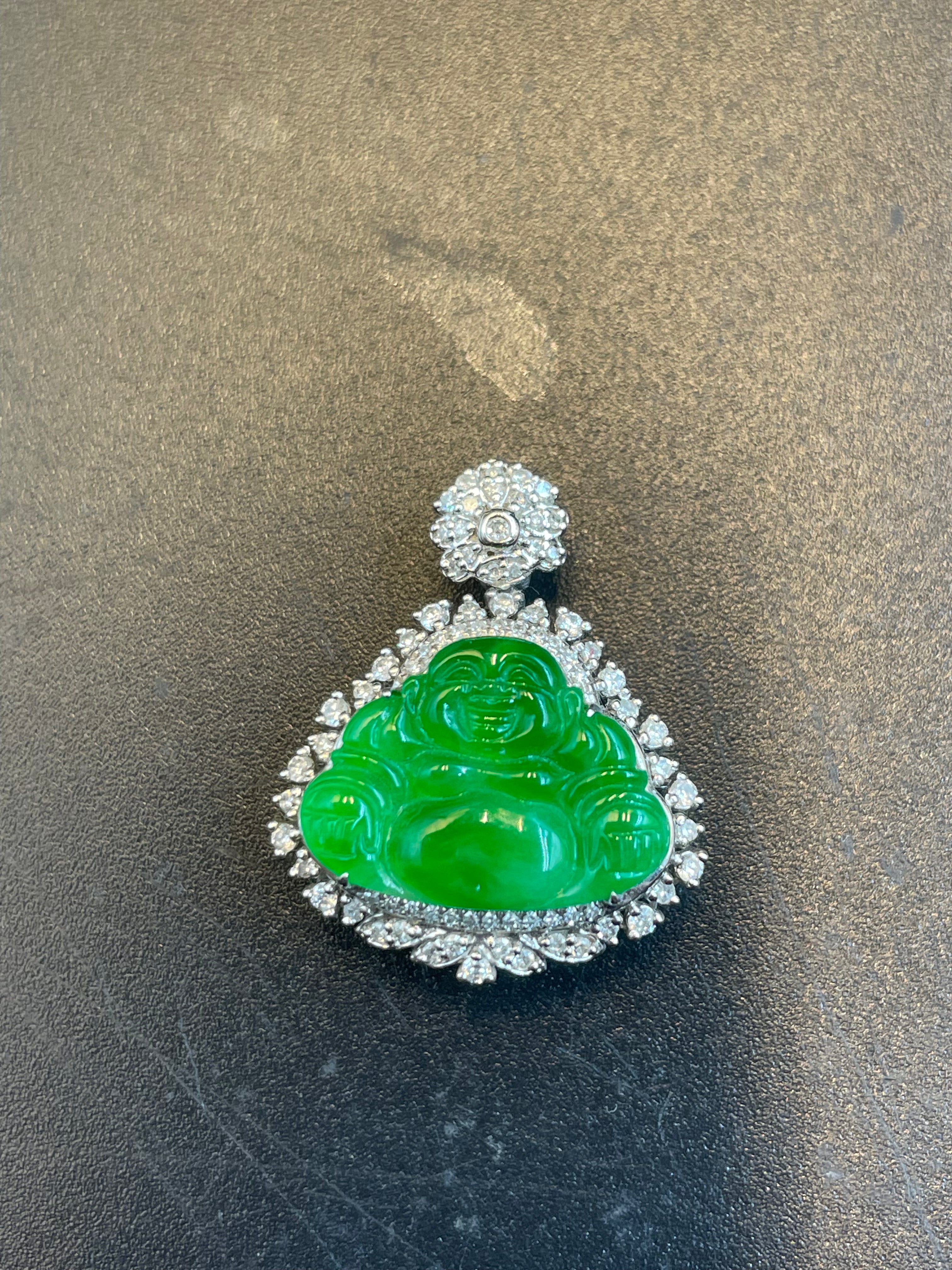 天然翡翠陽綠彌勒吊墜