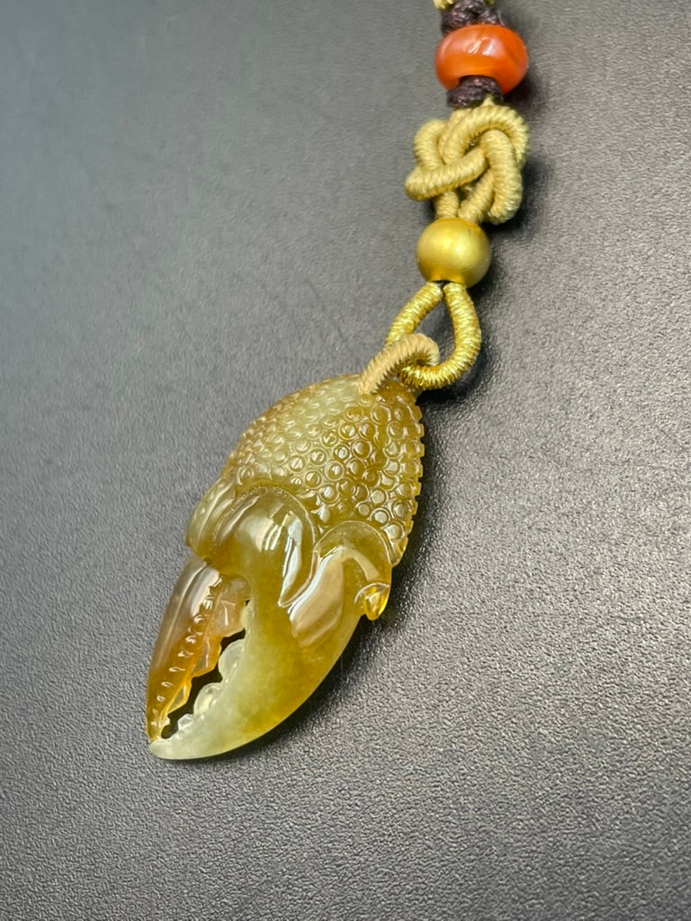 緬甸天然翡翠 蟹鉗/八方來財吊墜